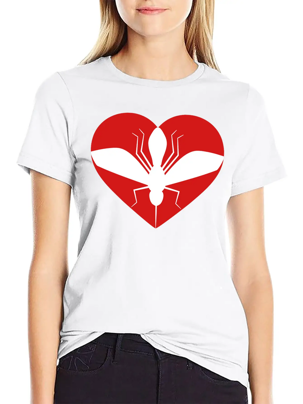 Love Heart Mosquito I Love Logo Schnake Blood Drin Unisex Short Sleeve Soft Cotton T-Shirt – Casual Everyday Wear