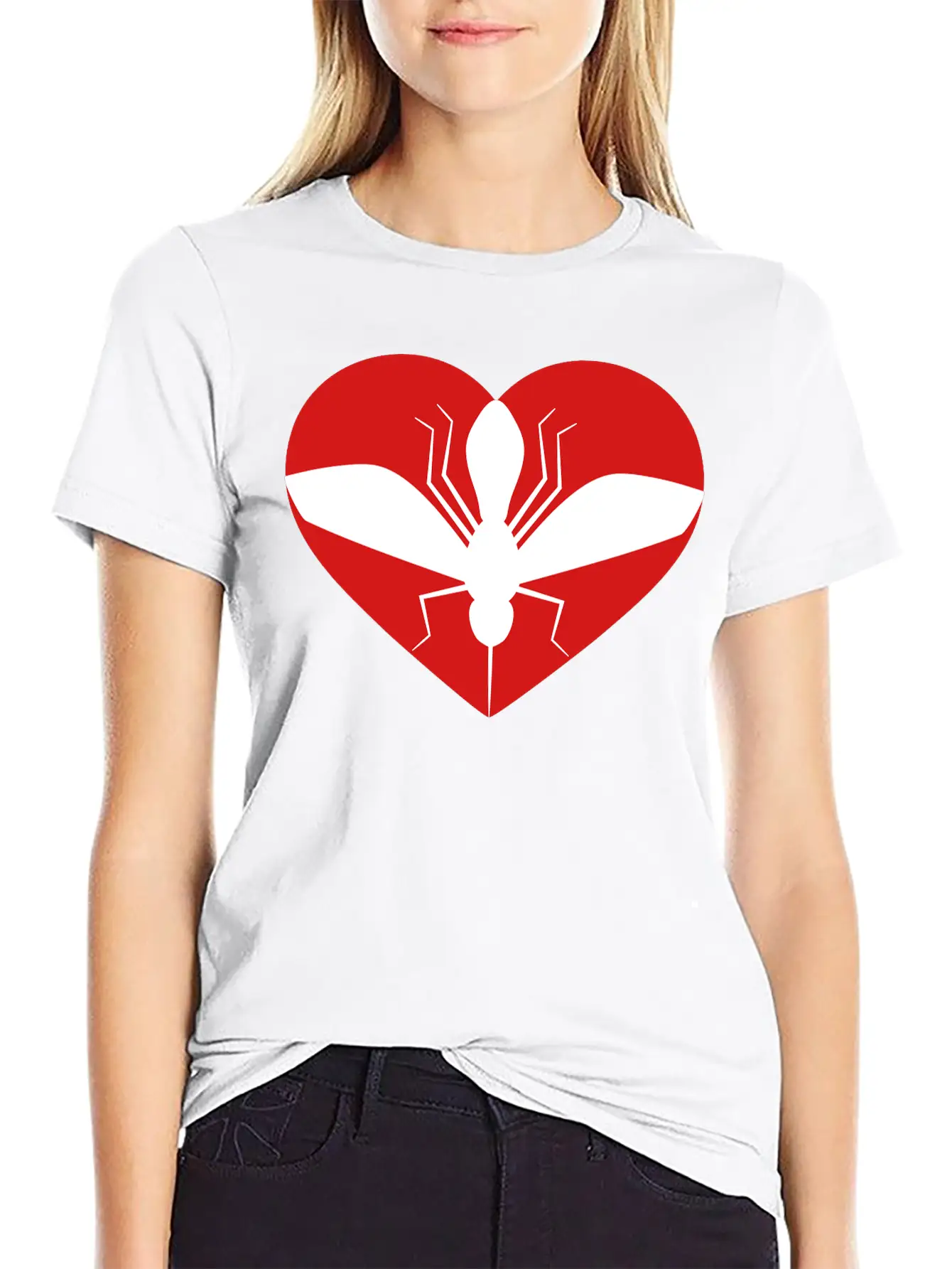 Love Heart Mosquito I Love Logo Schnake Blood Drin Unisex Short Sleeve Soft Cotton T-Shirt – Casual Everyday Wear