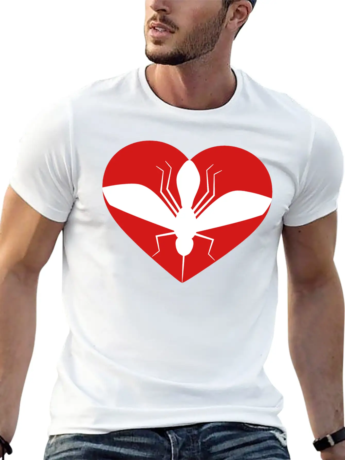 Love Heart Mosquito I Love Logo Schnake Blood Drin Unisex Short Sleeve Soft Cotton T-Shirt – Casual Everyday Wear