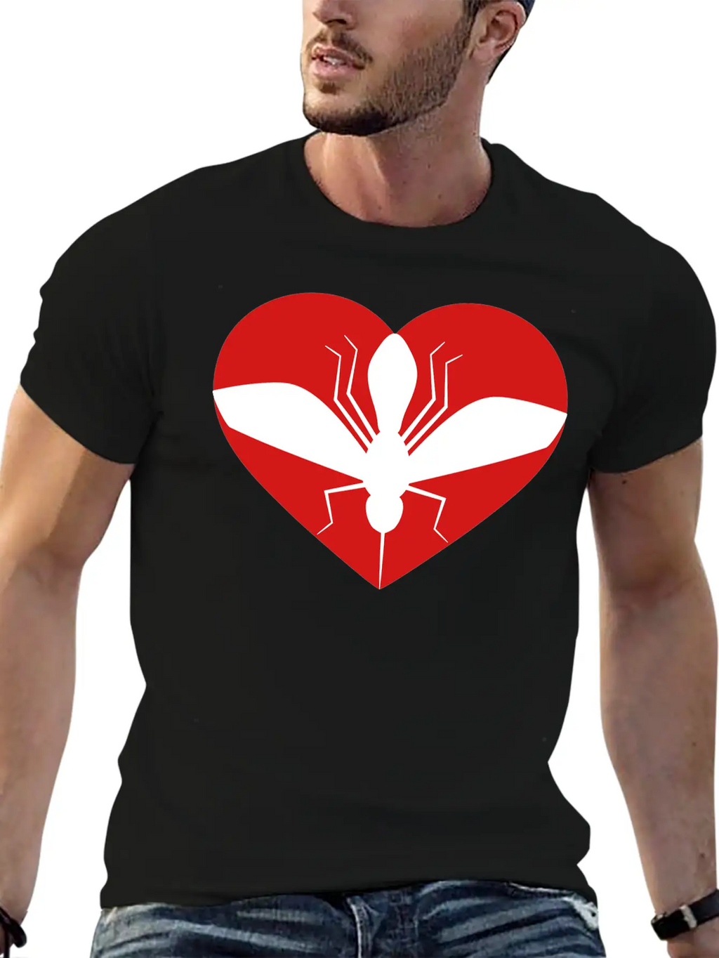 Love Heart Mosquito I Love Logo Schnake Blood Drin Unisex Short Sleeve Soft Cotton T-Shirt – Casual Everyday Wear