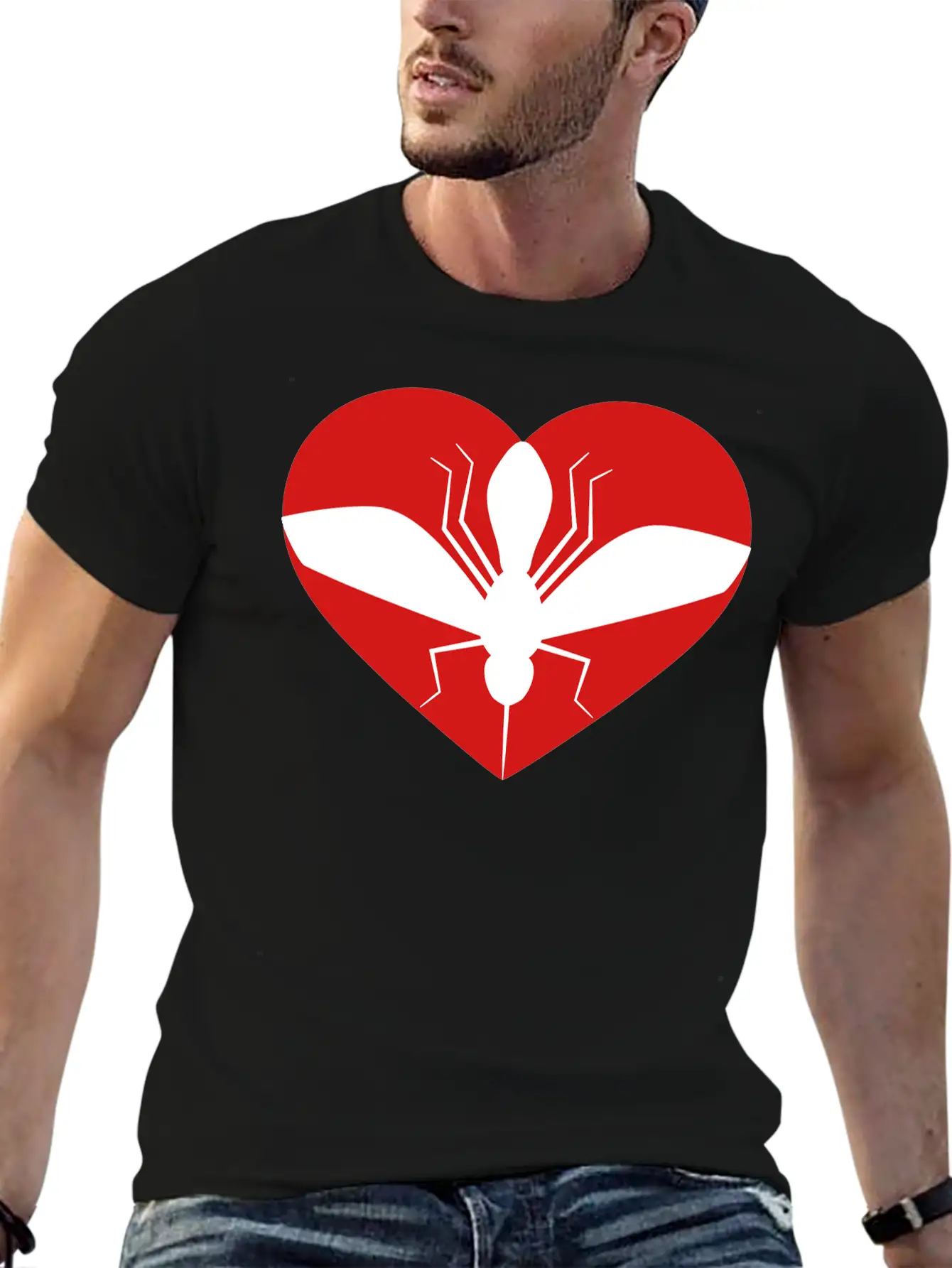 Love Heart Mosquito I Love Logo Schnake Blood Drin Unisex Short Sleeve Soft Cotton T-Shirt – Casual Everyday Wear