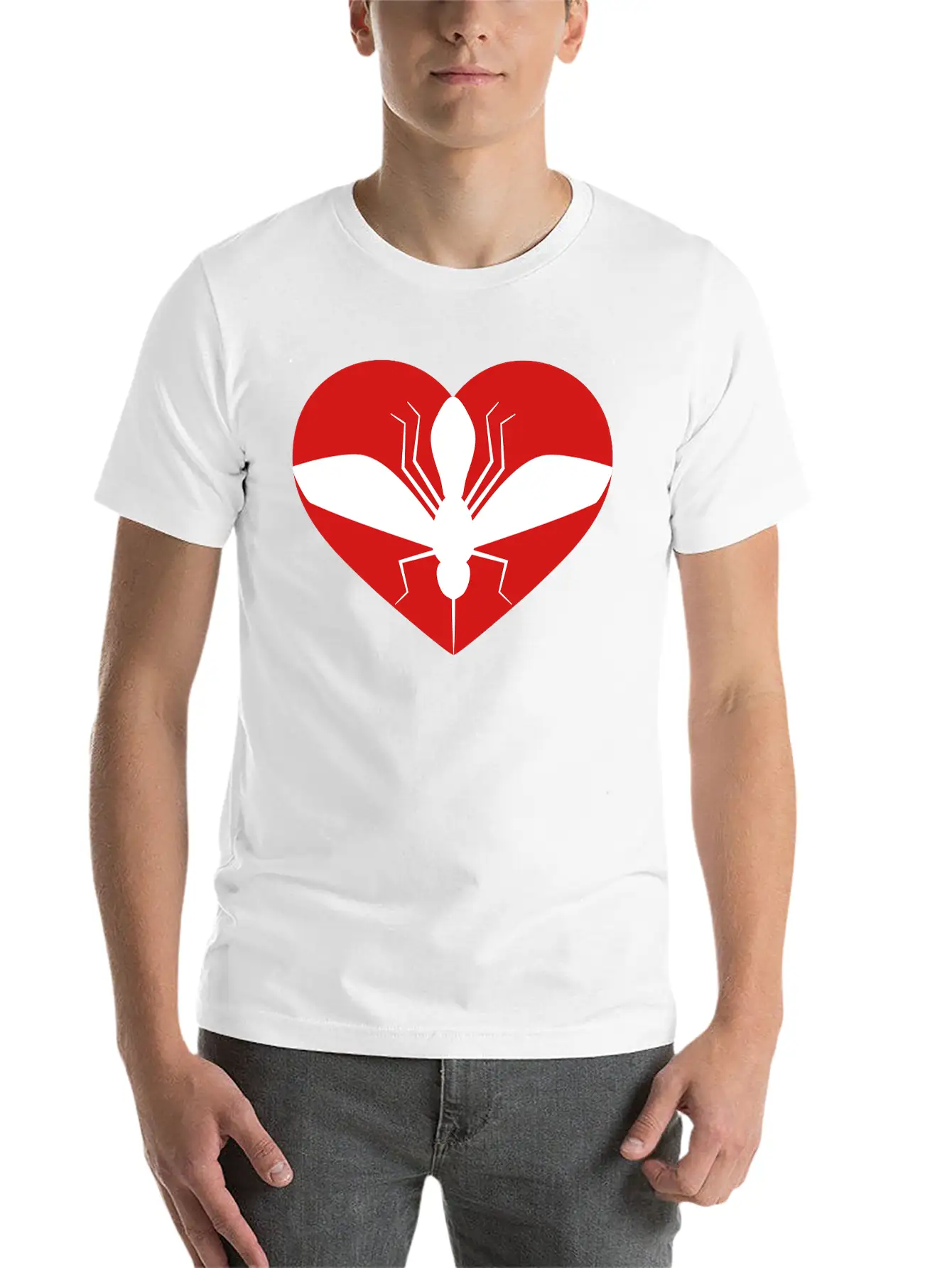 Love Heart Mosquito I Love Logo Schnake Blood Drin Unisex Short Sleeve Soft Cotton T-Shirt – Casual Everyday Wear