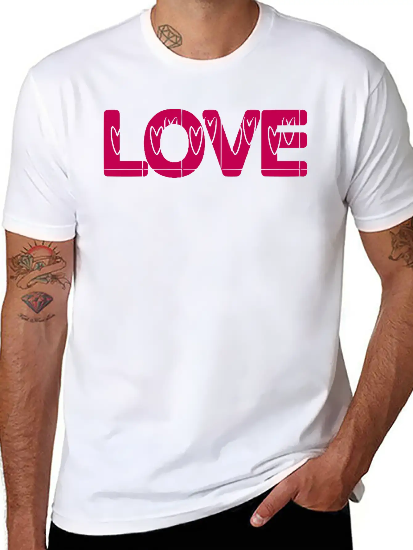 Love Hearts Vector (changeable Color) Unisex Casual T-Shirt – Clean Design For Daily Comfort