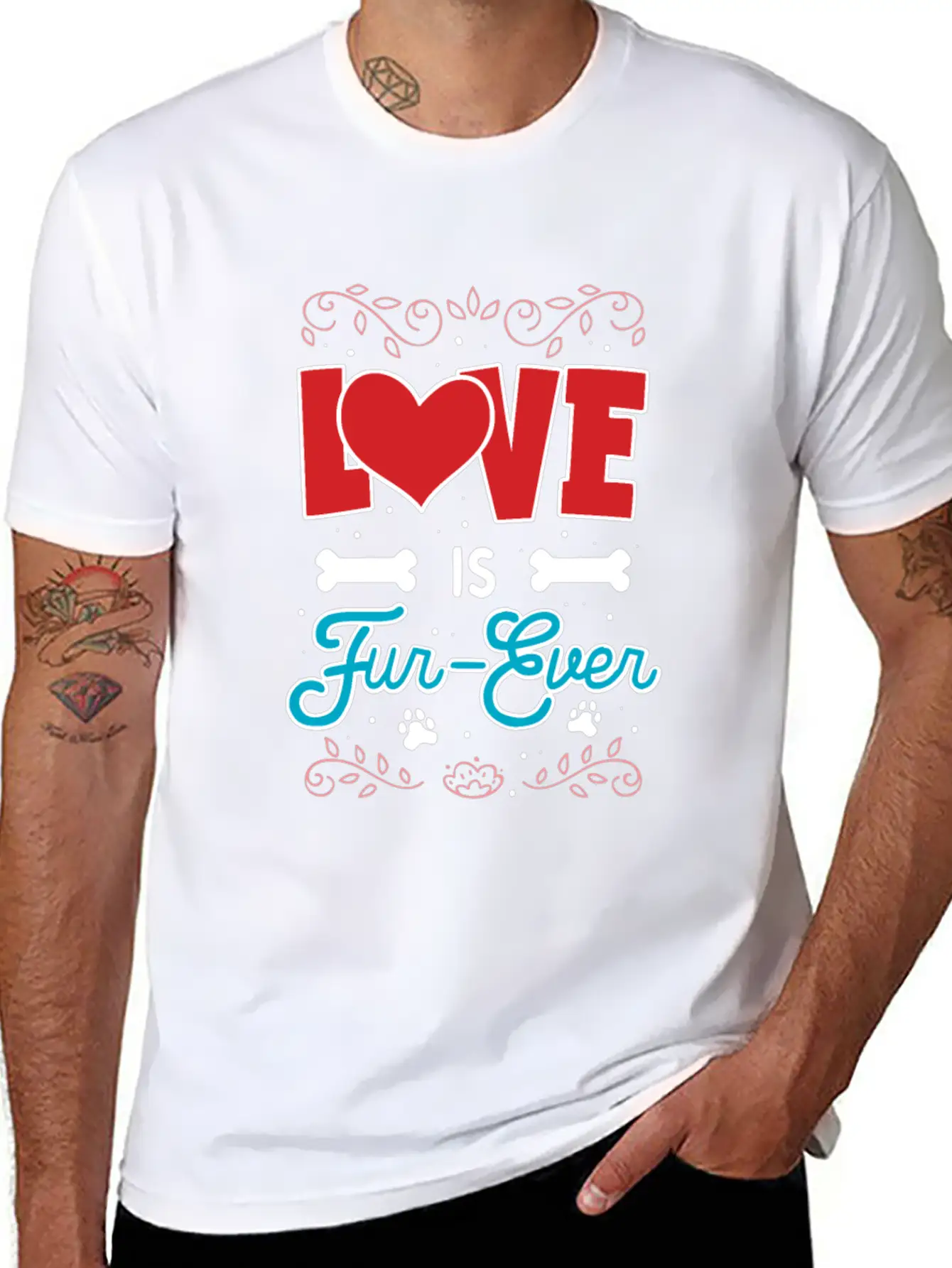 Love Is Fur-Ever Unisex Short Sleeve Soft Cotton T-Shirt – Casual Everyday Wear