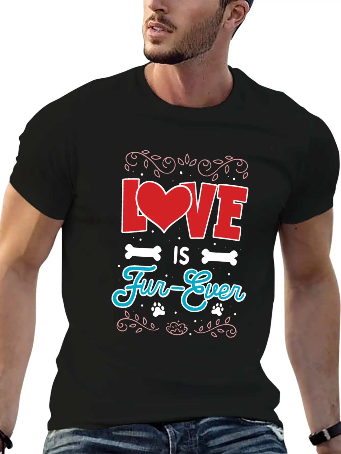 Love Is Fur-Ever Unisex Short Sleeve Soft Cotton T-Shirt – Casual Everyday Wear