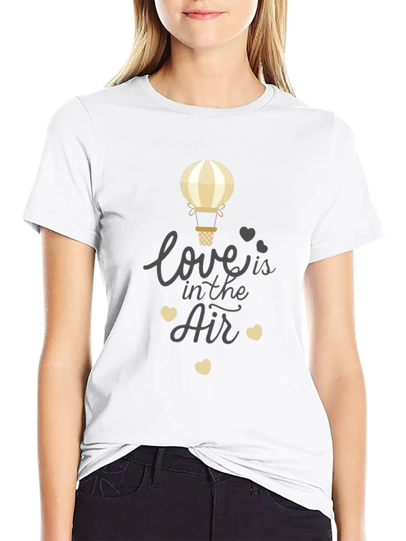 Love Is In The Air Hot Air Balloon Valentine Day Essential Cotton Tee For Daily Outfits – Unisex Style