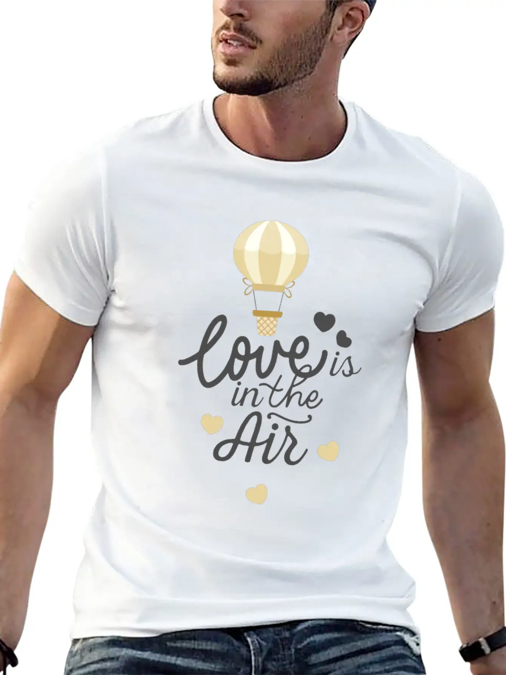 Love Is In The Air Hot Air Balloon Valentine Day Essential Cotton Tee For Daily Outfits – Unisex Style