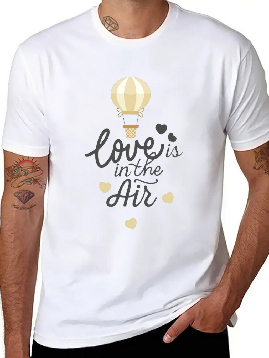 Love Is In The Air Hot Air Balloon Valentine Day Essential Cotton Tee For Daily Outfits – Unisex Style