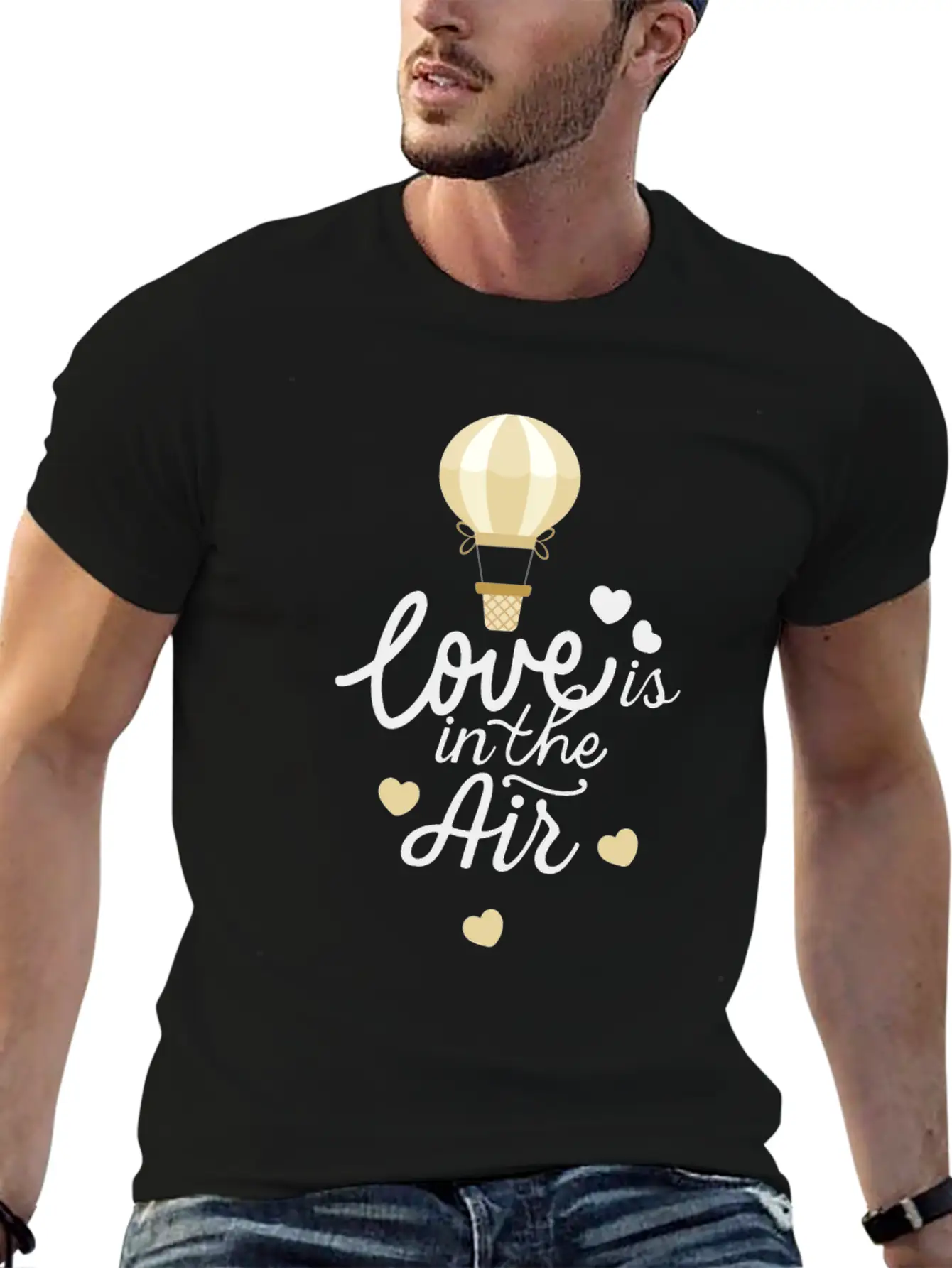 Love Is In The Air Hot Air Balloon Valentine Day Essential Cotton Tee For Daily Outfits – Unisex Style