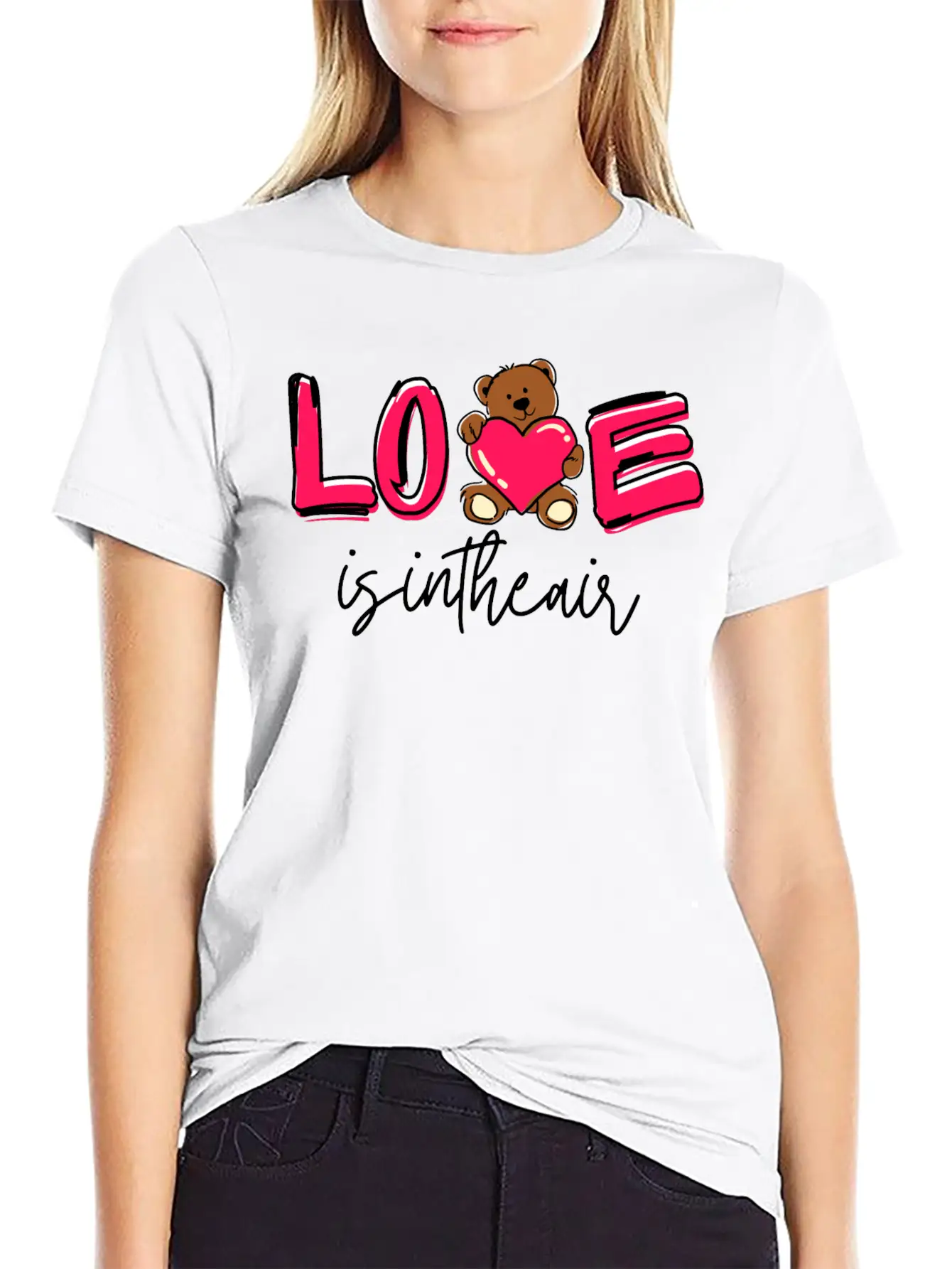 Love Is In The Air, Valentines Day Special Casual Graphic T-Shirt – Simple And Comfortable Daily Wear