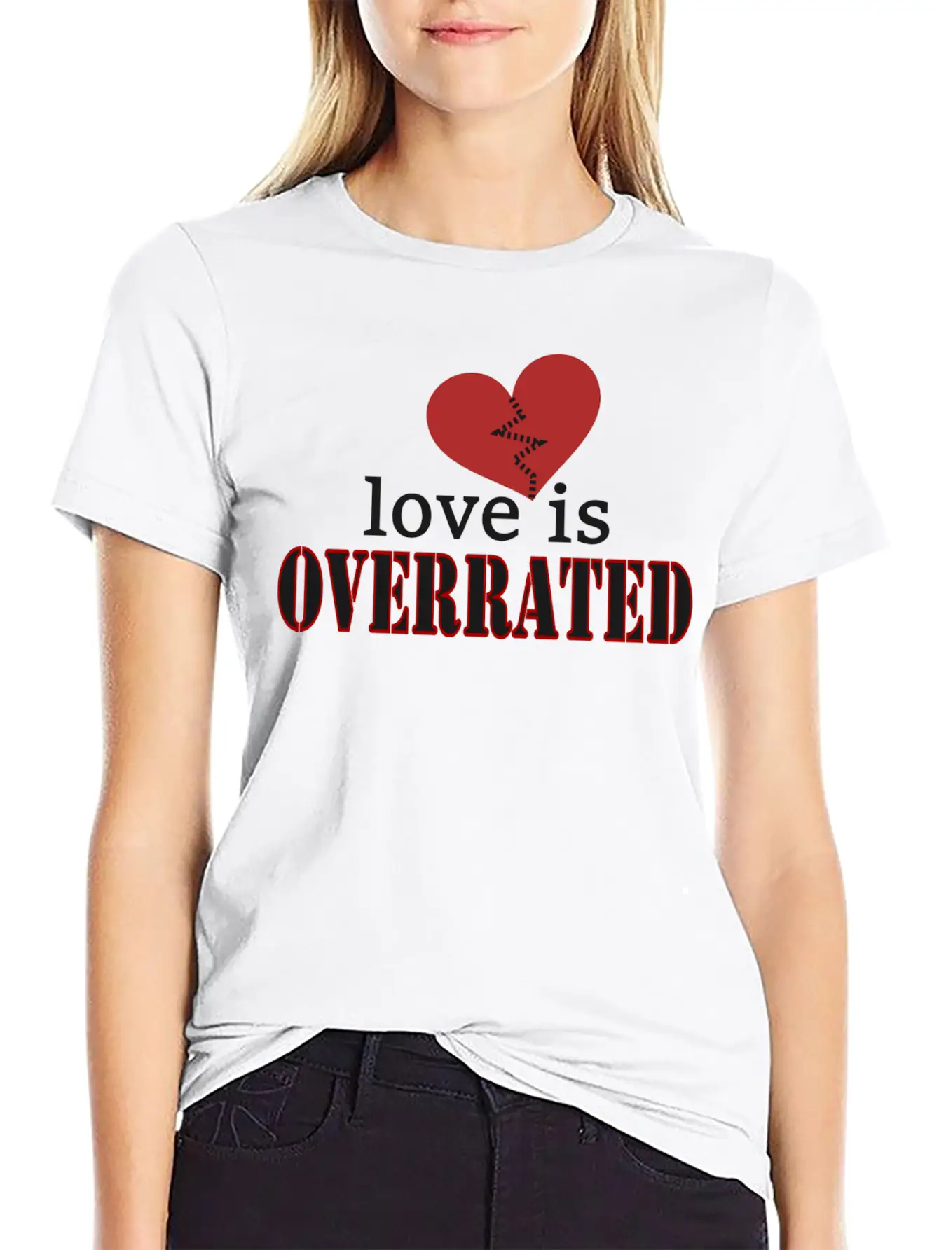 Love Is Overrated; Broken Heart; It Is Over; Red Unisex Casual T-Shirt – Clean Design For Daily Comfort