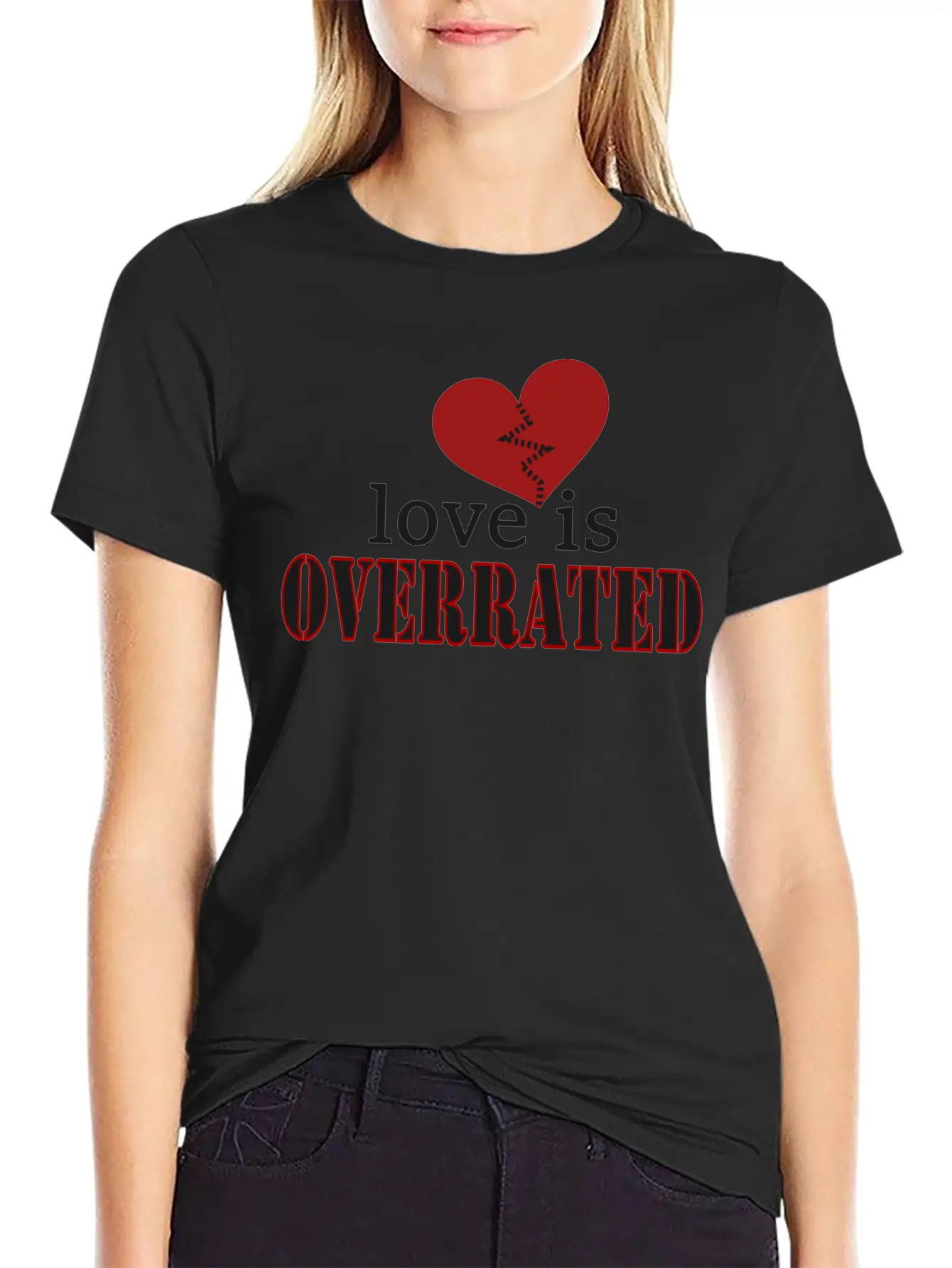 Love Is Overrated; Broken Heart; It Is Over; Red Unisex Casual T-Shirt – Clean Design For Daily Comfort