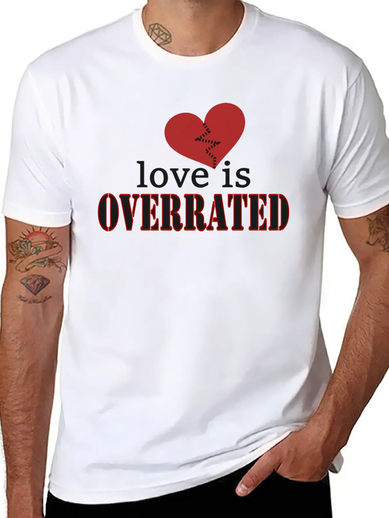 Love Is Overrated; Broken Heart; It Is Over; Red Unisex Casual T-Shirt – Clean Design For Daily Comfort