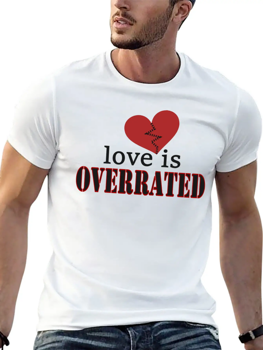 Love Is Overrated; Broken Heart; It Is Over; Red Unisex Casual T-Shirt – Clean Design For Daily Comfort
