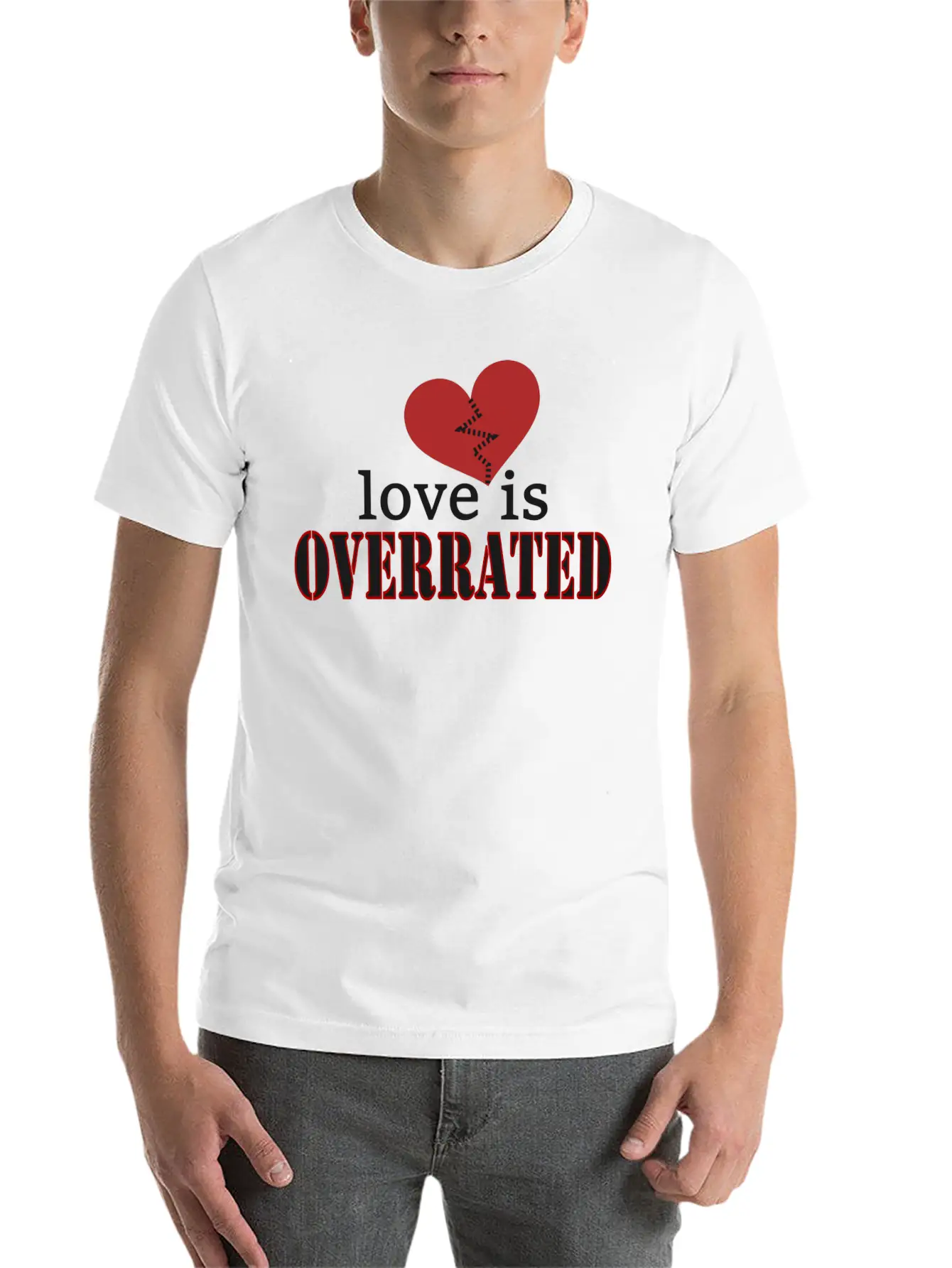 Love Is Overrated; Broken Heart; It Is Over; Red Unisex Casual T-Shirt – Clean Design For Daily Comfort