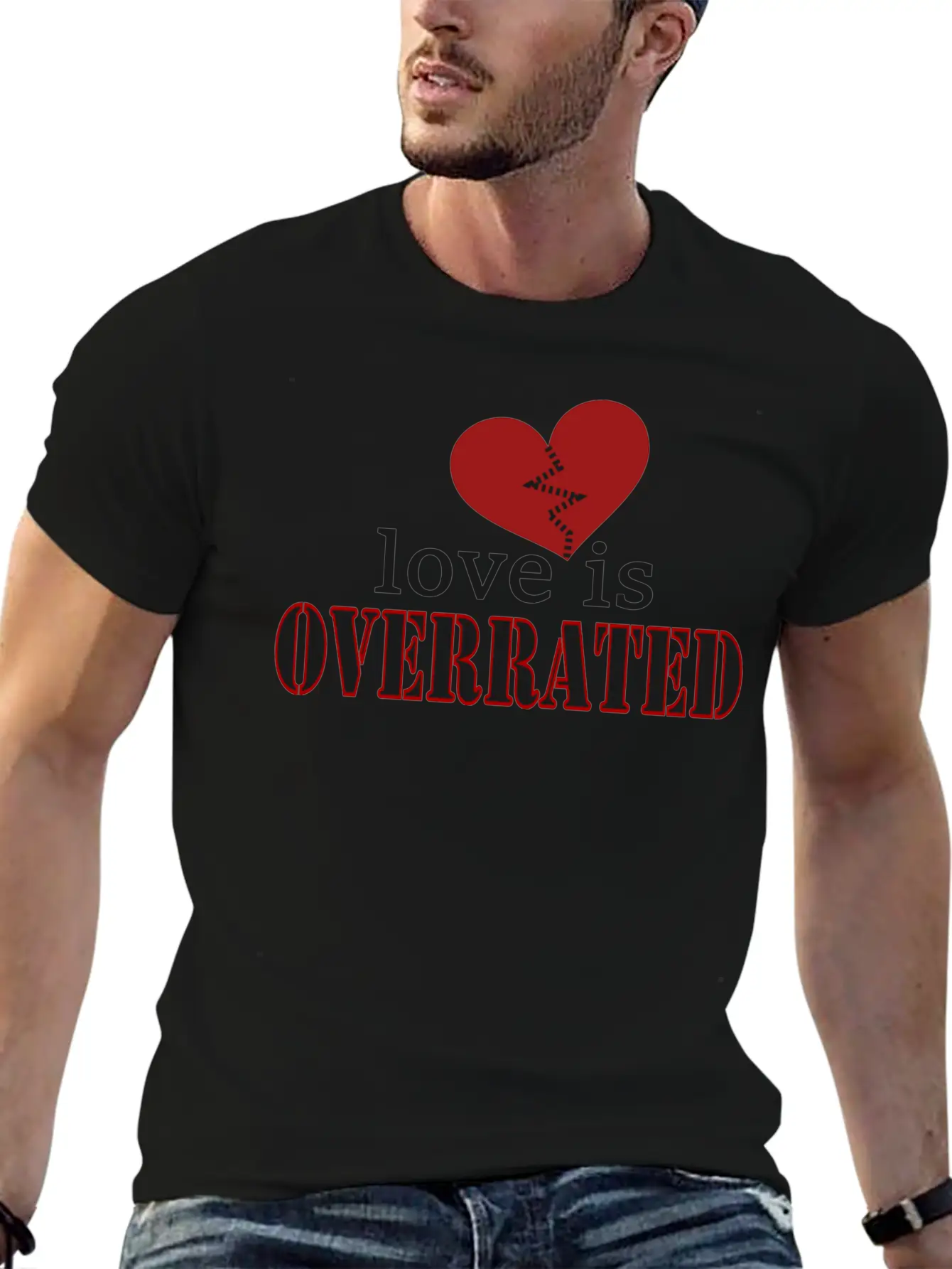 Love Is Overrated; Broken Heart; It Is Over; Red Unisex Casual T-Shirt – Clean Design For Daily Comfort
