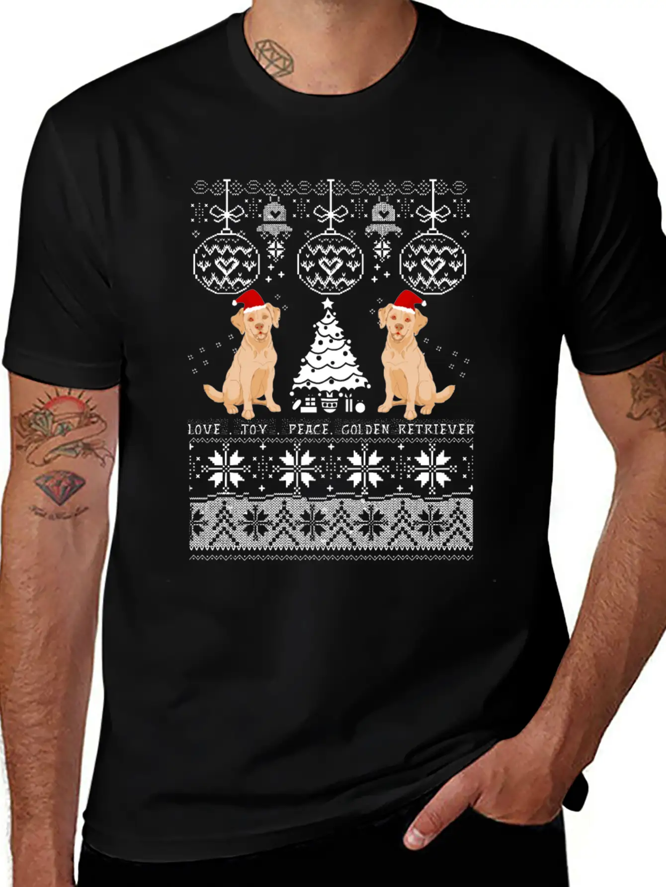 Love Joy Golden Retriever Christmas Unisex Casual T-Shirt – Clean Design For Daily Comfort
