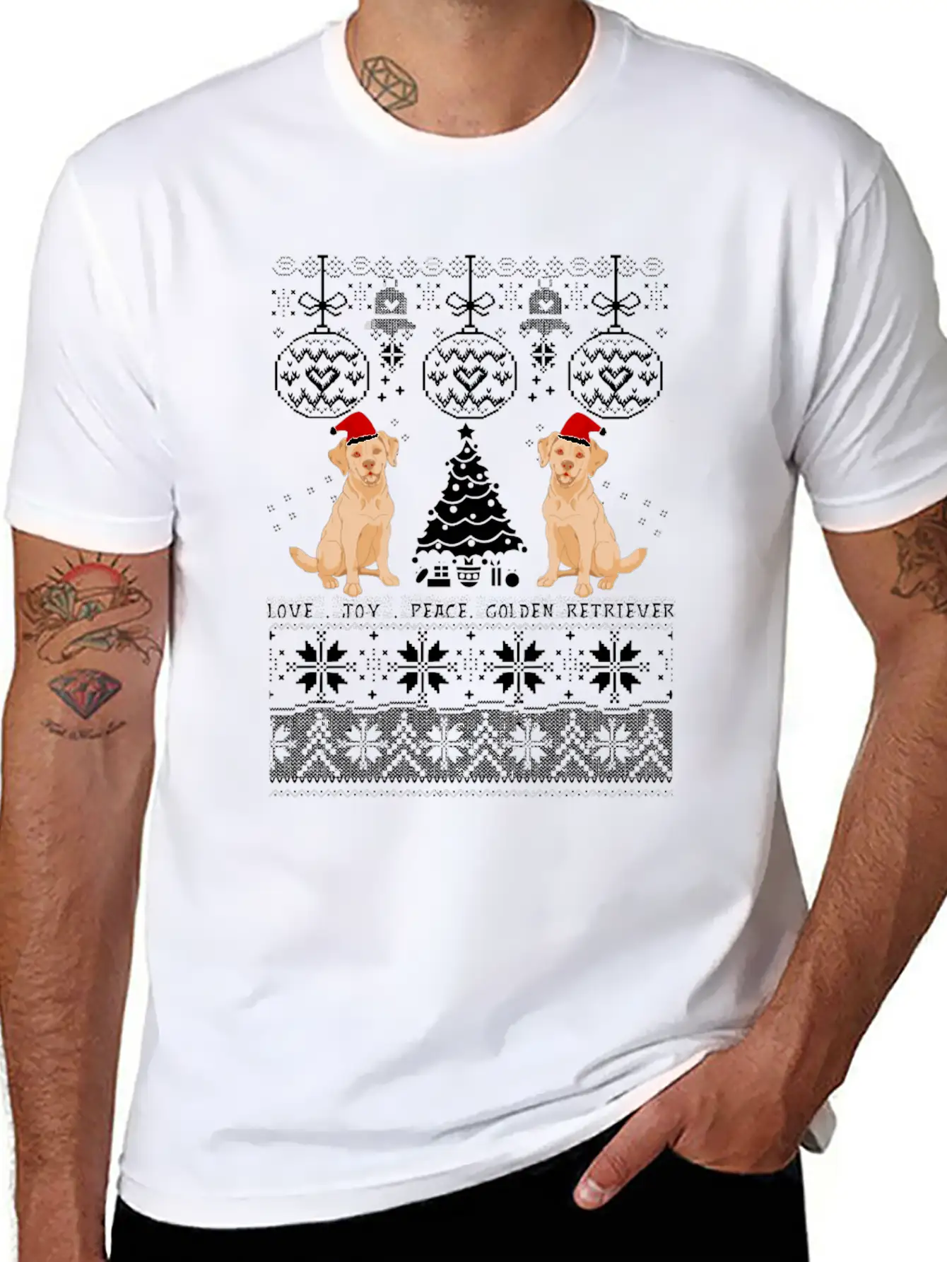 Love Joy Golden Retriever Christmas Unisex Casual T-Shirt – Clean Design For Daily Comfort