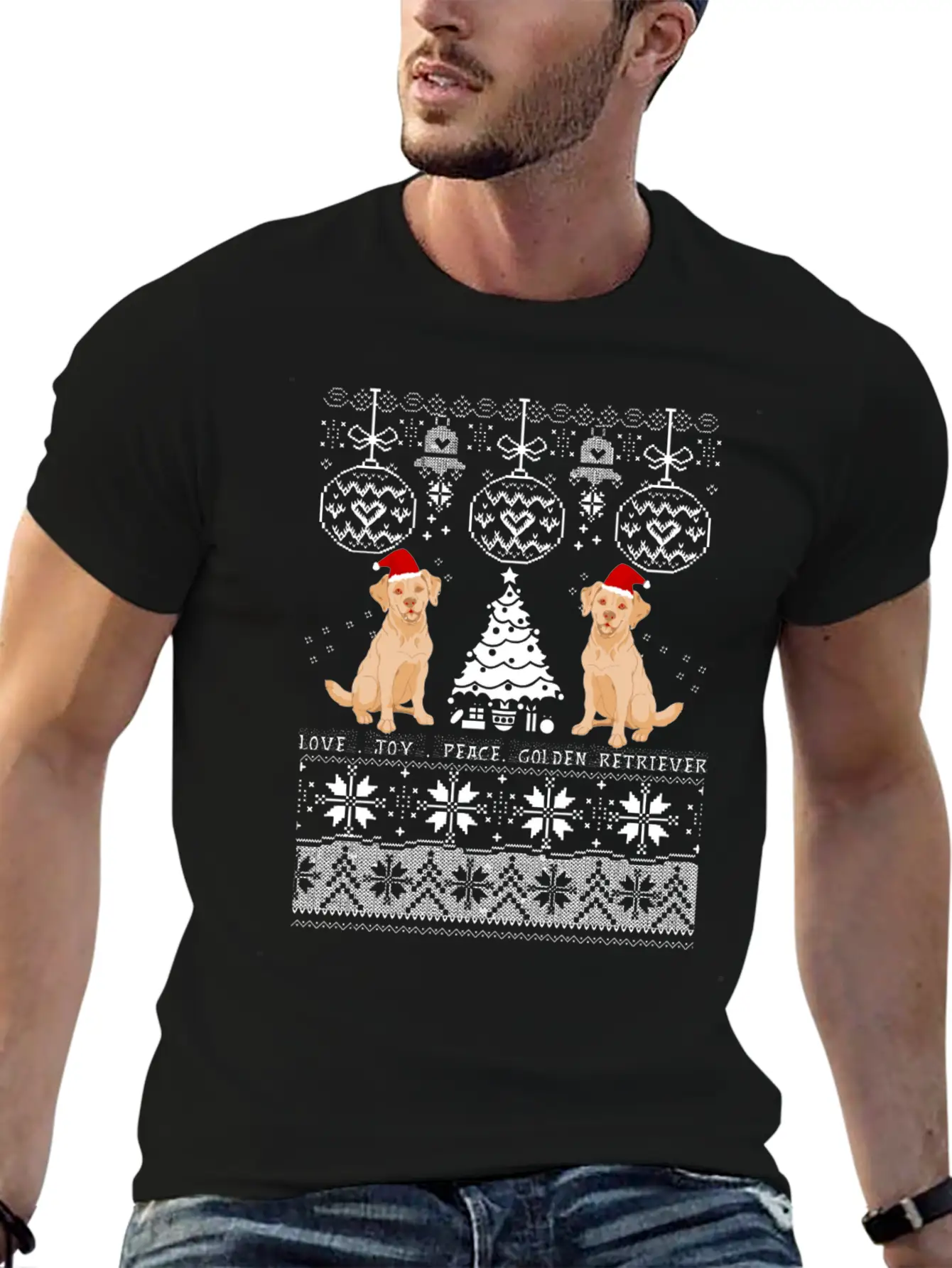 Love Joy Golden Retriever Christmas Unisex Casual T-Shirt – Clean Design For Daily Comfort