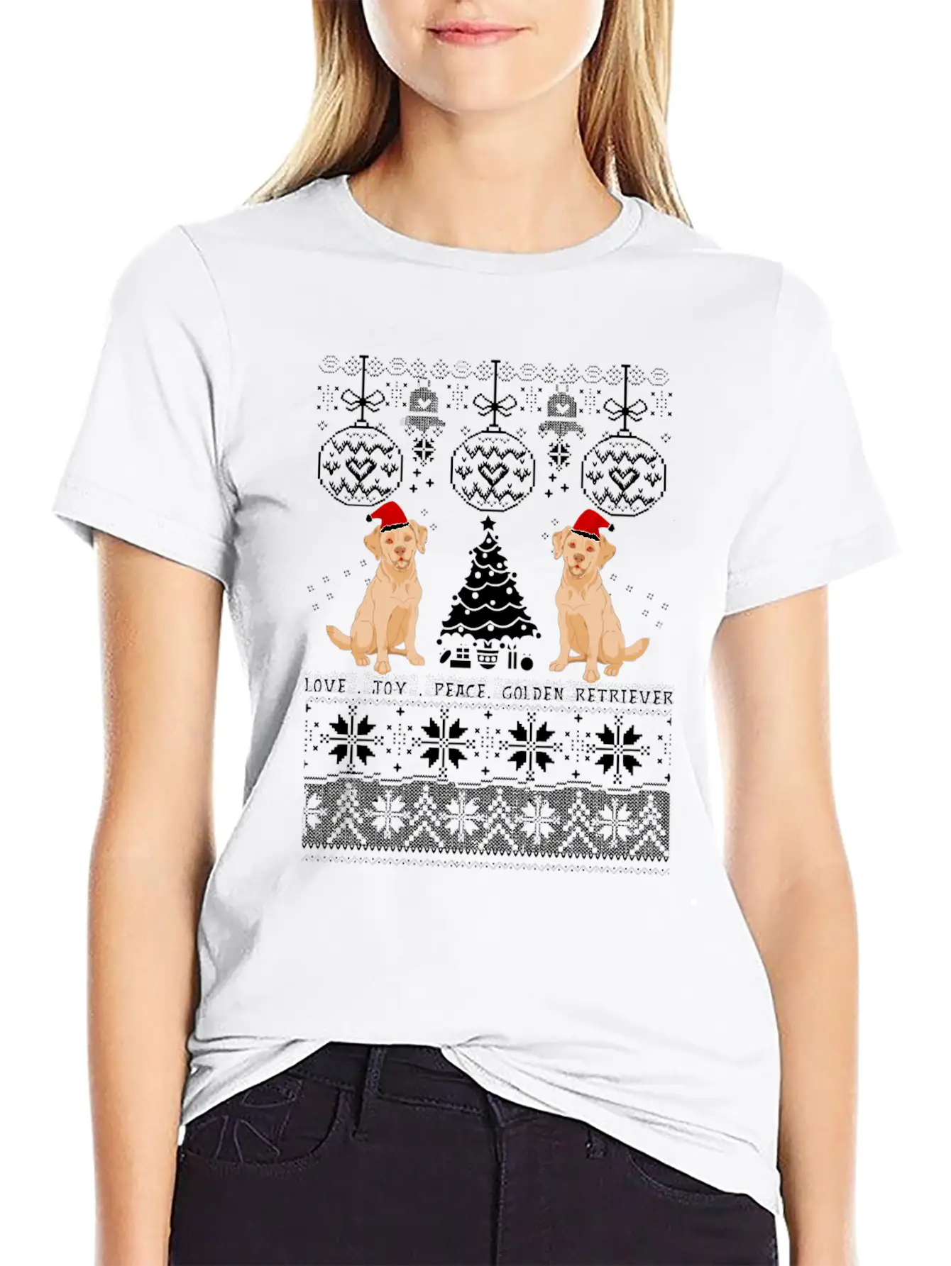 Love Joy Golden Retriever Christmas Unisex Casual T-Shirt – Clean Design For Daily Comfort