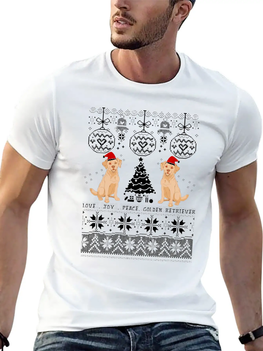 Love Joy Golden Retriever Christmas Unisex Casual T-Shirt – Clean Design For Daily Comfort