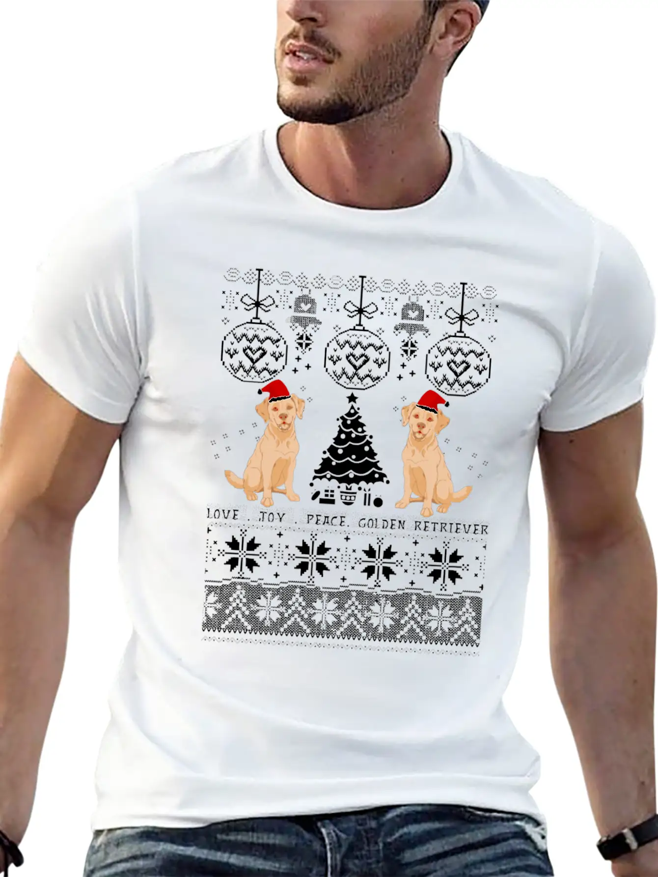 Love Joy Golden Retriever Christmas Unisex Casual T-Shirt – Clean Design For Daily Comfort