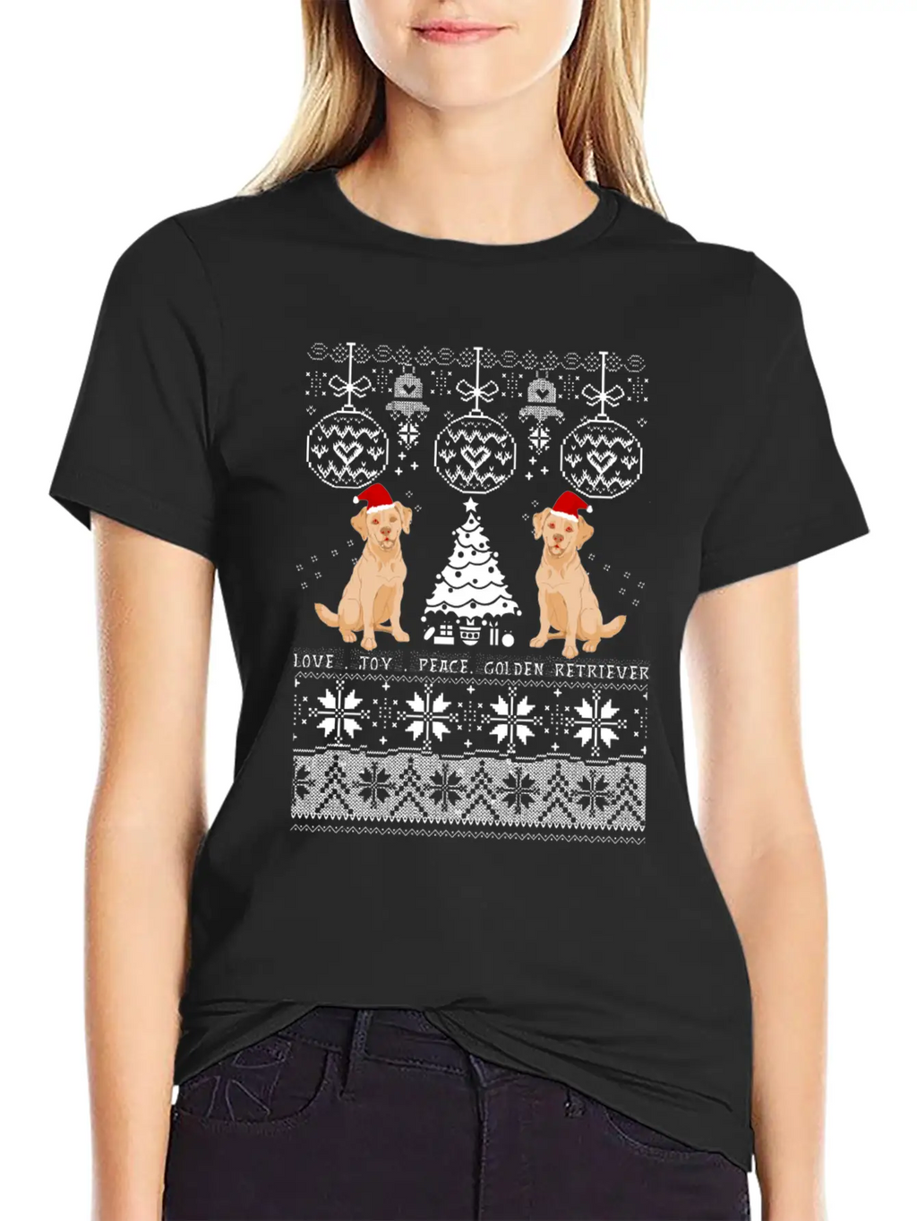 Love Joy Golden Retriever Christmas Unisex Casual T-Shirt – Clean Design For Daily Comfort