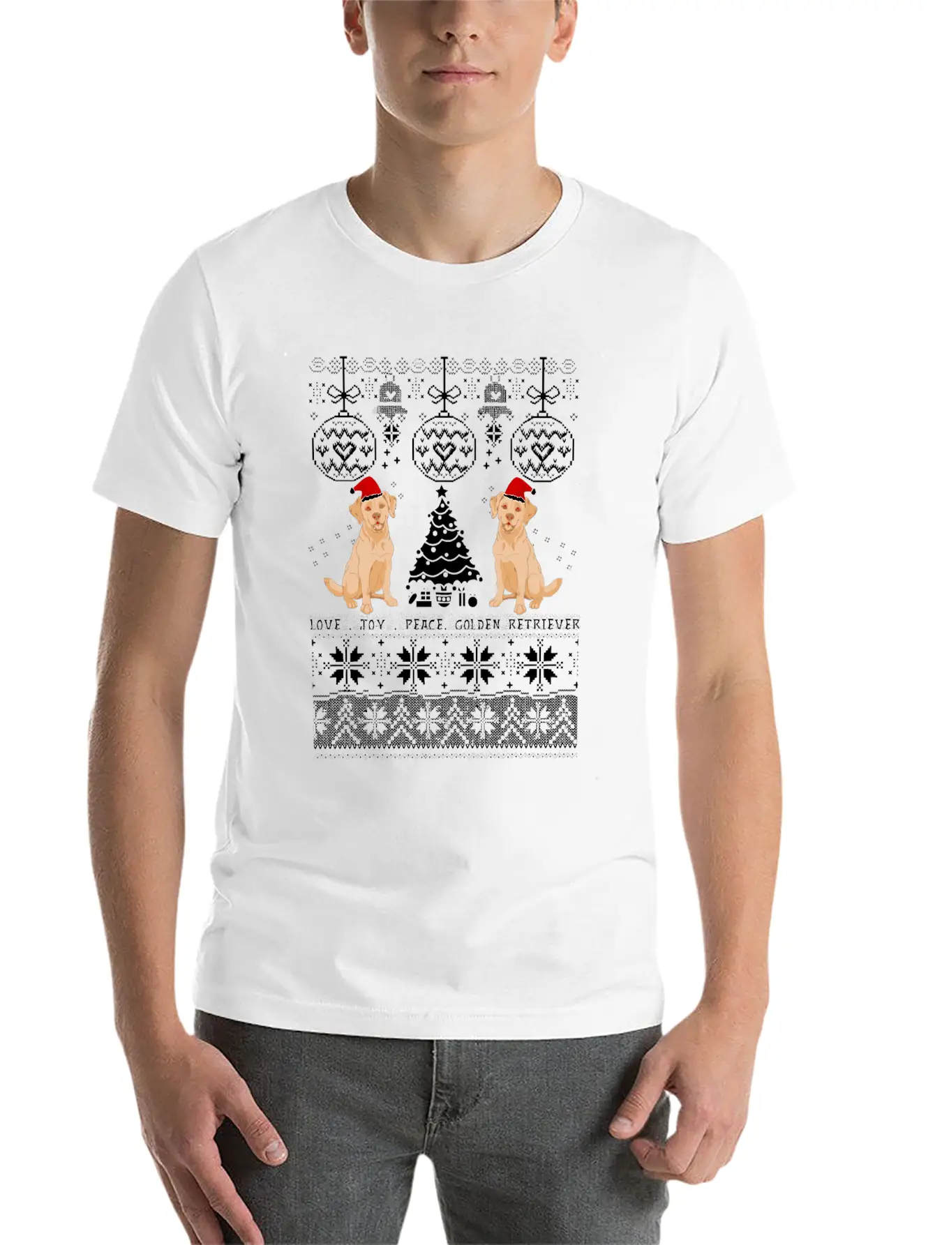 Love Joy Golden Retriever Christmas Unisex Casual T-Shirt – Clean Design For Daily Comfort