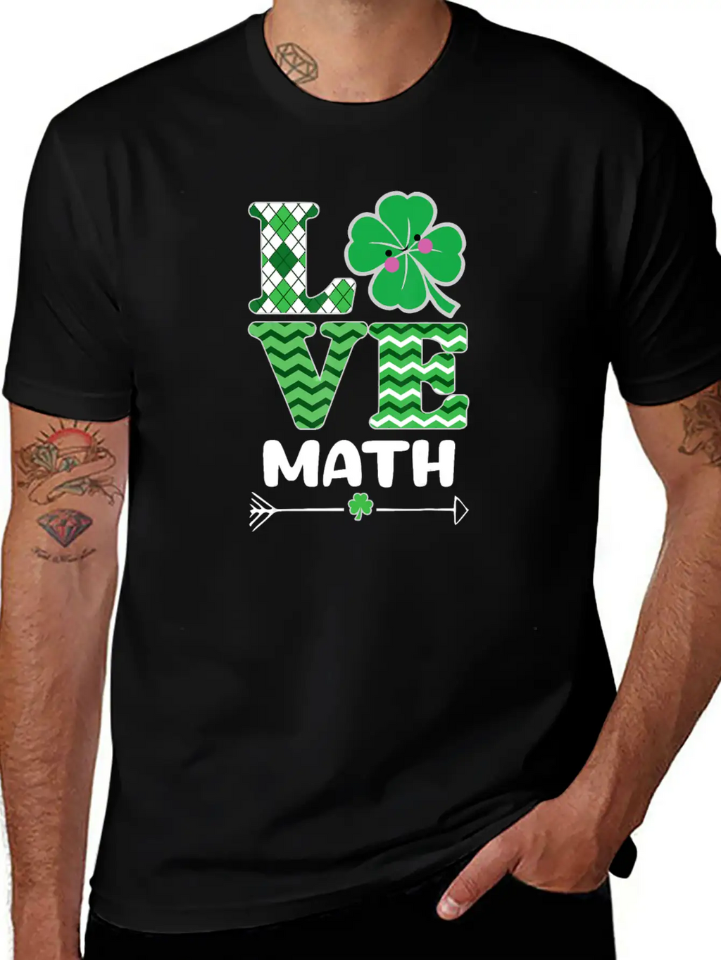 Love Math St Patrick's Shamrock Arrow Irish Girls Unisex Casual T-Shirt – Clean Design For Daily Comfort