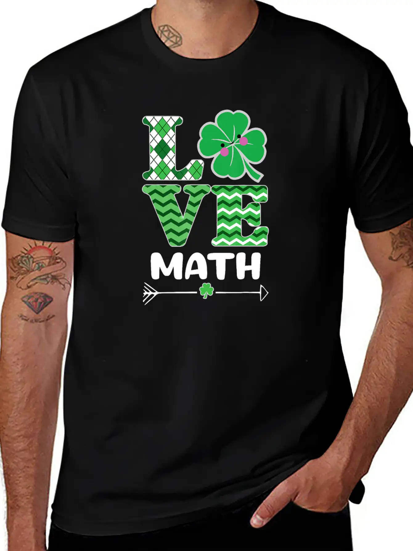 Love Math St Patrick's Shamrock Arrow Irish Girls Unisex Casual T-Shirt – Clean Design For Daily Comfort