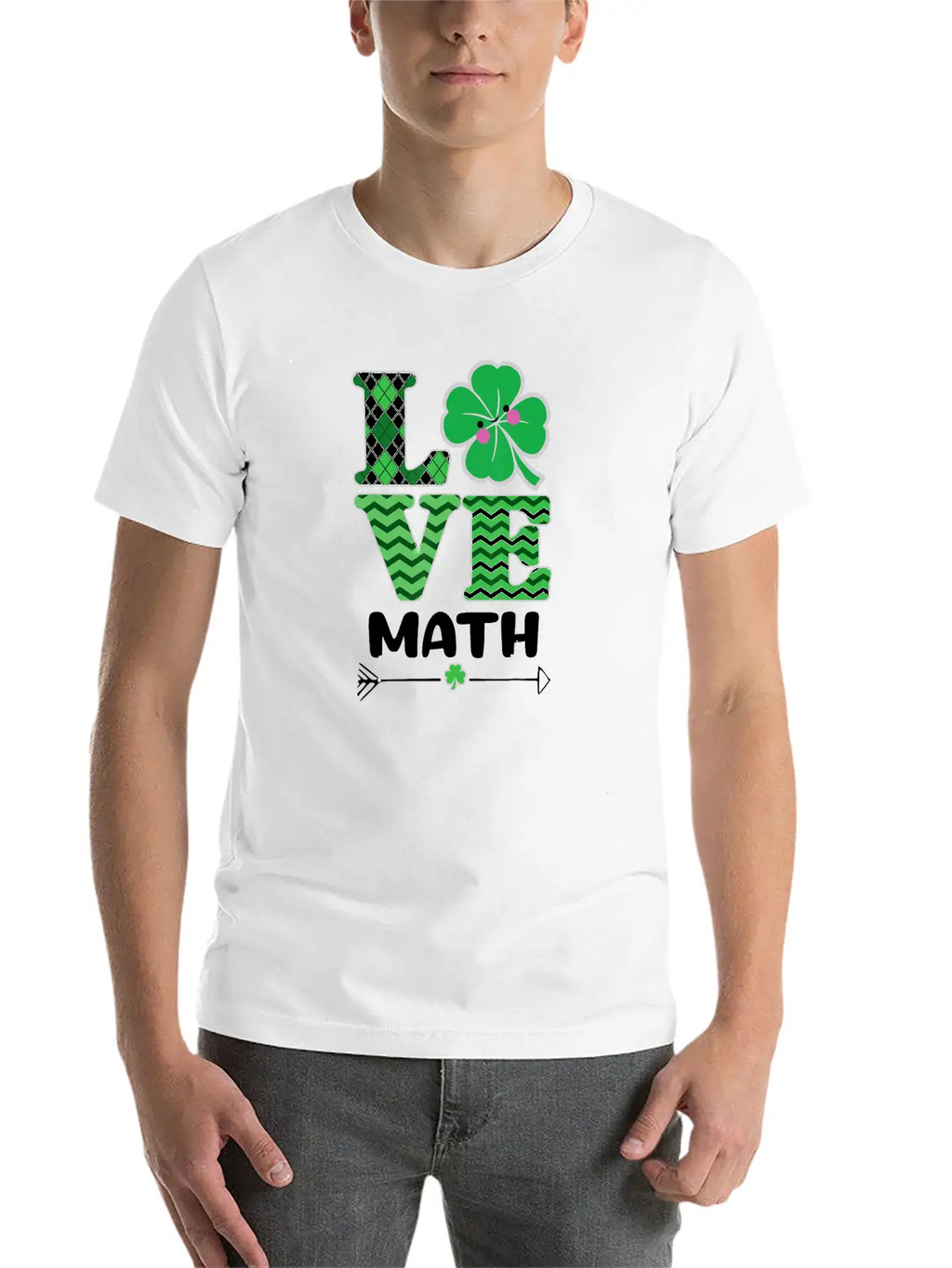 Love Math St Patrick's Shamrock Arrow Irish Girls Unisex Casual T-Shirt – Clean Design For Daily Comfort