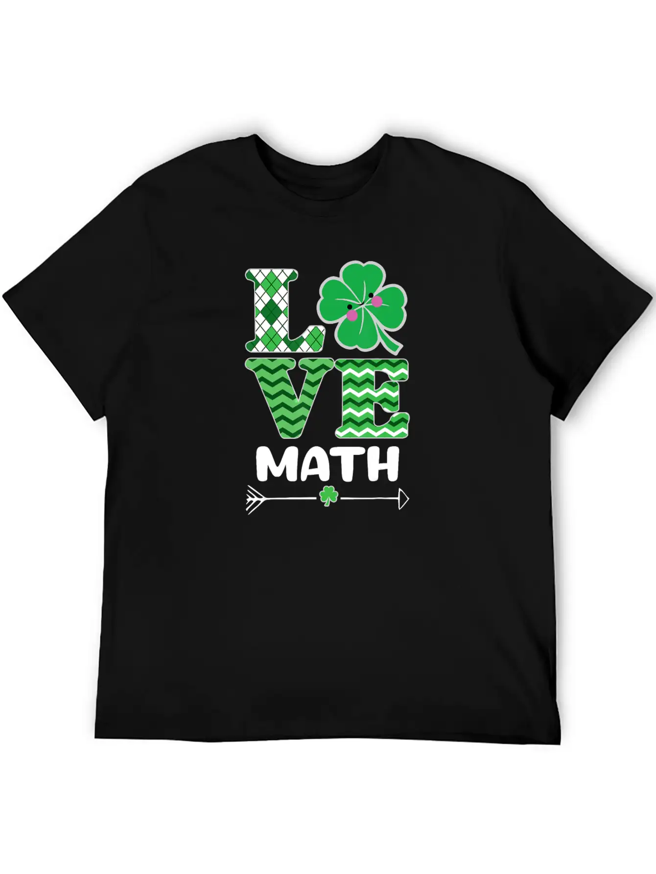 Love Math St Patrick's Shamrock Arrow Irish Girls Unisex Casual T-Shirt – Clean Design For Daily Comfort
