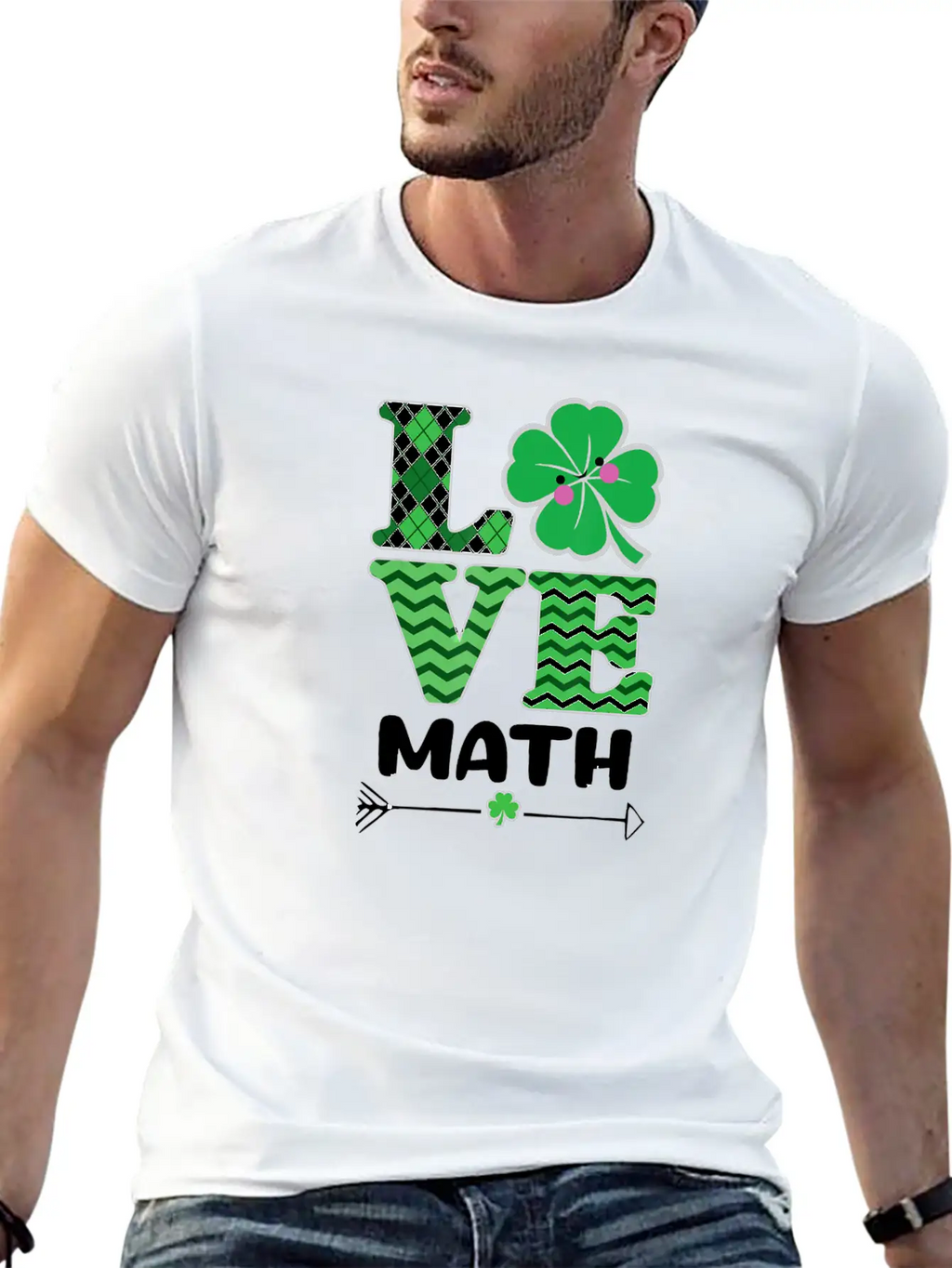 Love Math St Patrick's Shamrock Arrow Irish Girls Unisex Casual T-Shirt – Clean Design For Daily Comfort