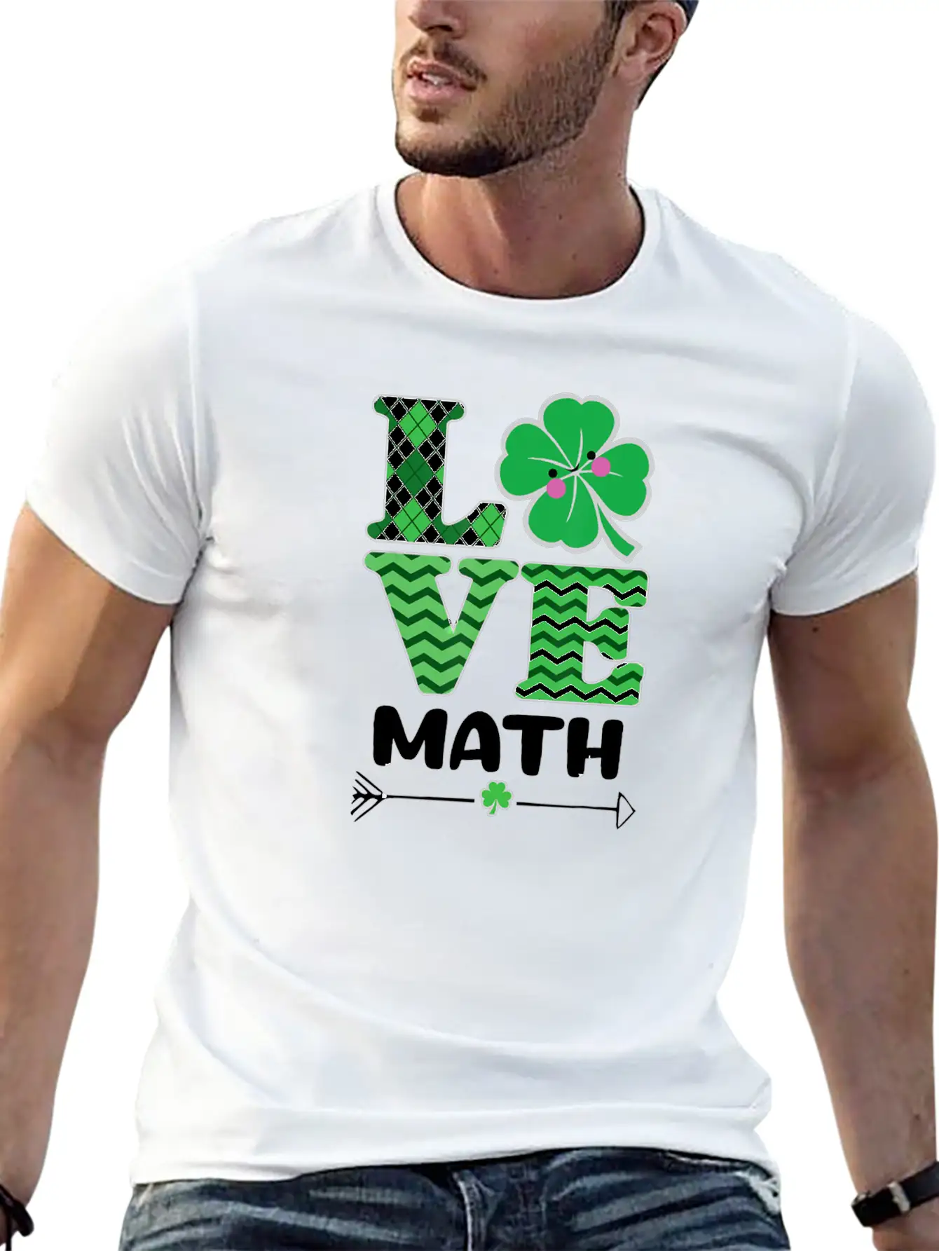 Love Math St Patrick's Shamrock Arrow Irish Girls Unisex Casual T-Shirt – Clean Design For Daily Comfort