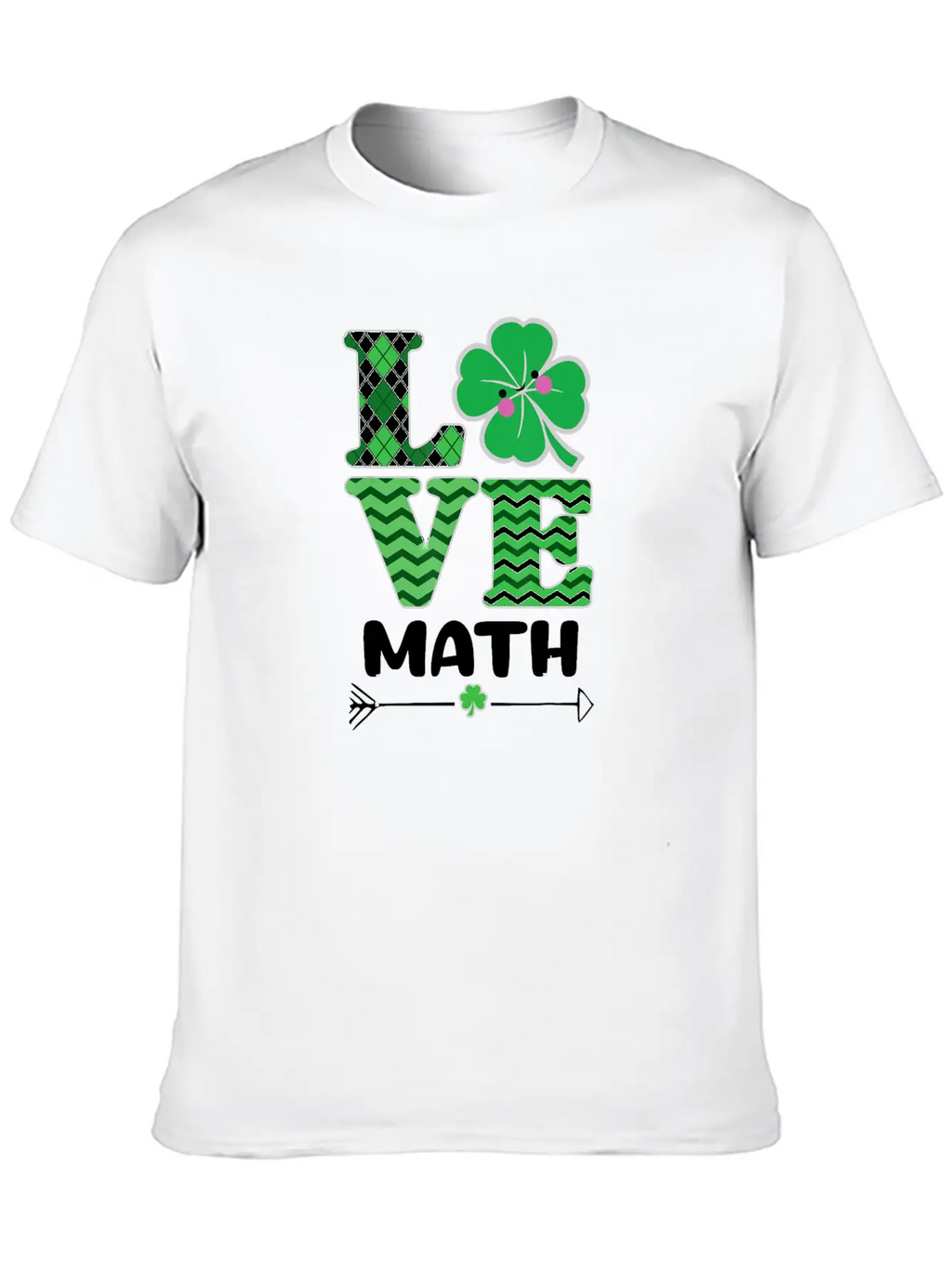 Love Math St Patrick's Shamrock Arrow Irish Girls Unisex Casual T-Shirt – Clean Design For Daily Comfort