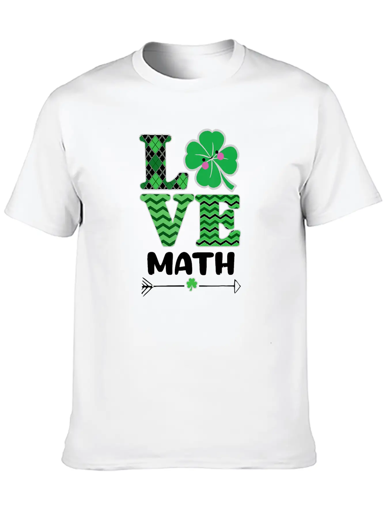 Love Math St Patrick's Shamrock Arrow Irish Girls Unisex Casual T-Shirt – Clean Design For Daily Comfort