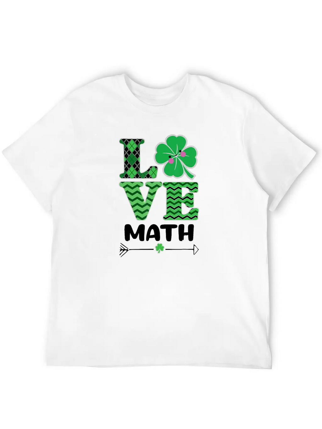 Love Math St Patrick's Shamrock Arrow Irish Girls Unisex Casual T-Shirt – Clean Design For Daily Comfort