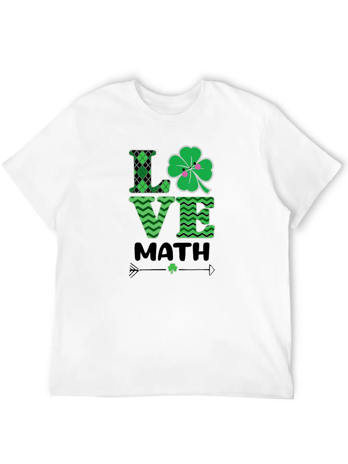 Love Math St Patrick's Shamrock Arrow Irish Girls Unisex Casual T-Shirt – Clean Design For Daily Comfort
