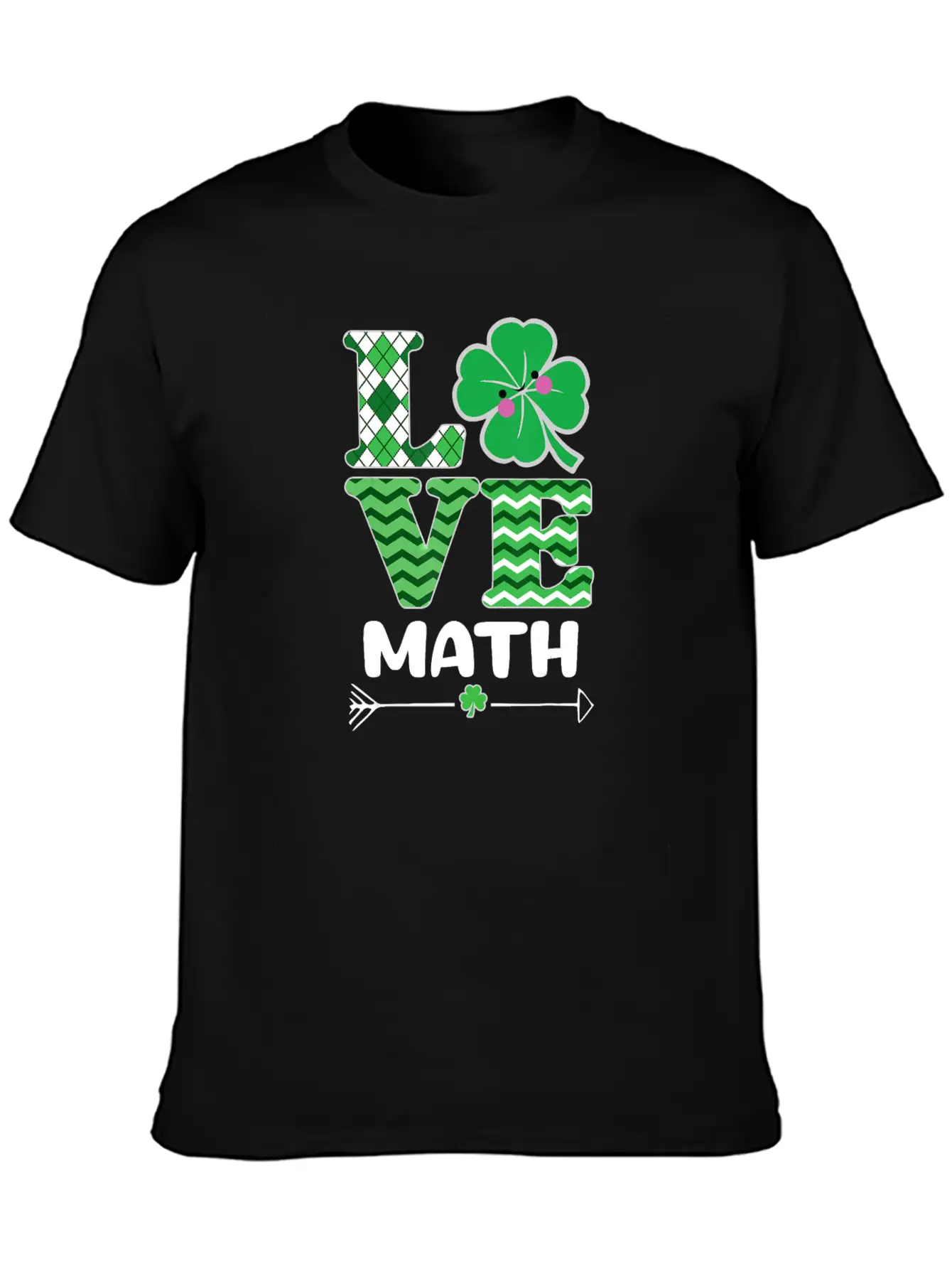 Love Math St Patrick's Shamrock Arrow Irish Girls Unisex Casual T-Shirt – Clean Design For Daily Comfort