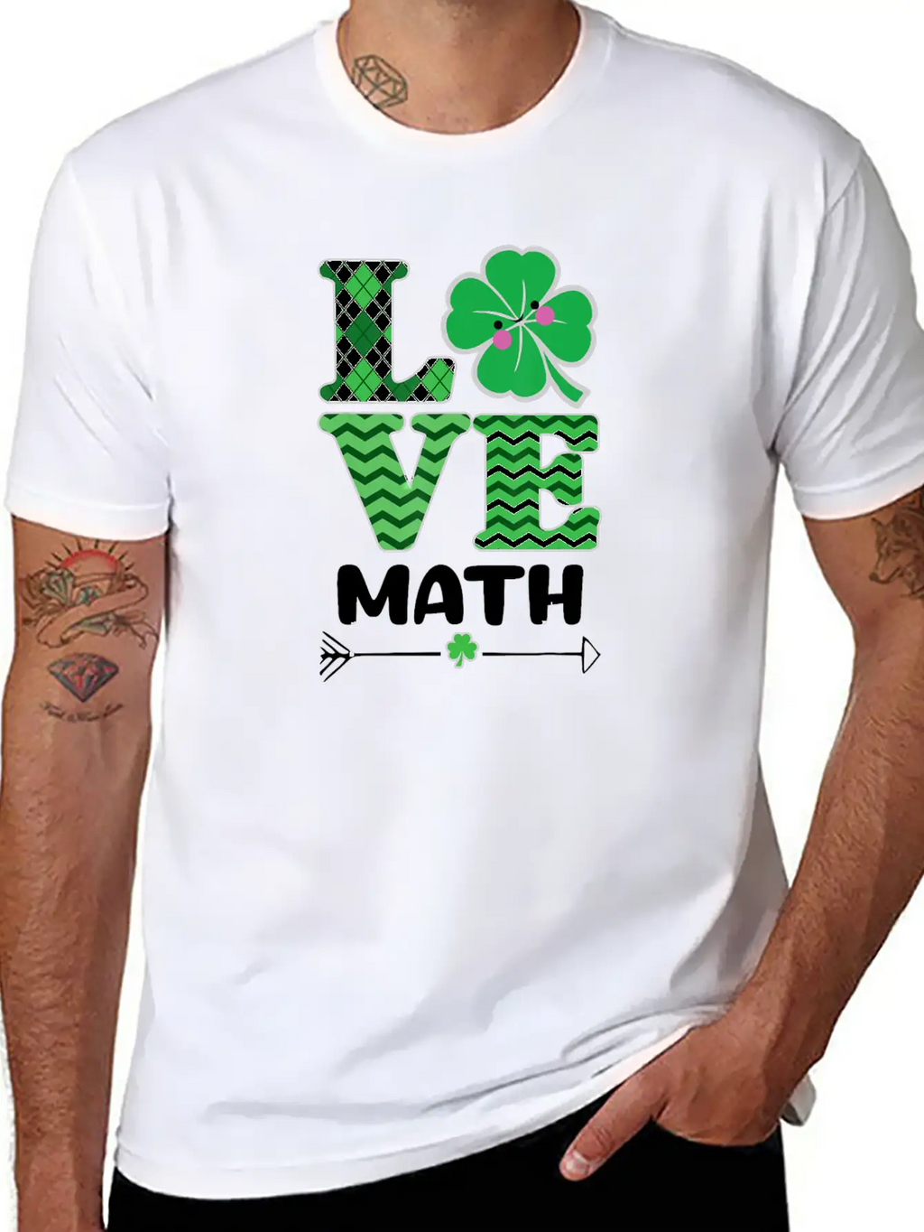 Love Math St Patrick's Shamrock Arrow Irish Girls Unisex Casual T-Shirt – Clean Design For Daily Comfort