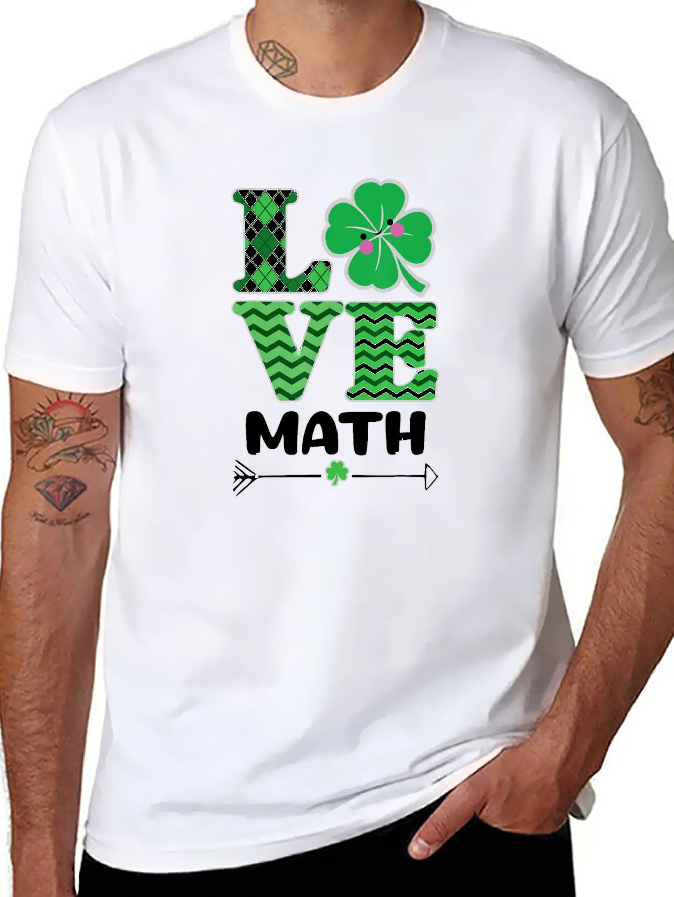 Love Math St Patrick's Shamrock Arrow Irish Girls Unisex Casual T-Shirt – Clean Design For Daily Comfort