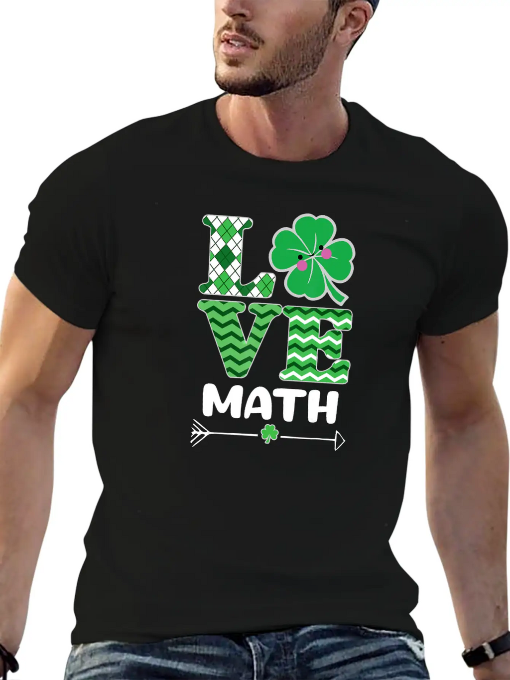 Love Math St Patrick's Shamrock Arrow Irish Girls Unisex Casual T-Shirt – Clean Design For Daily Comfort
