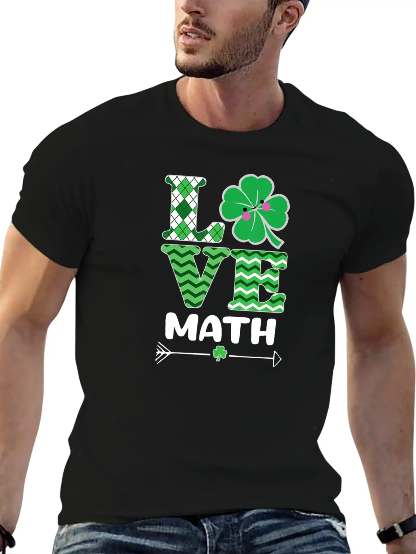 Love Math St Patrick's Shamrock Arrow Irish Girls Unisex Casual T-Shirt – Clean Design For Daily Comfort