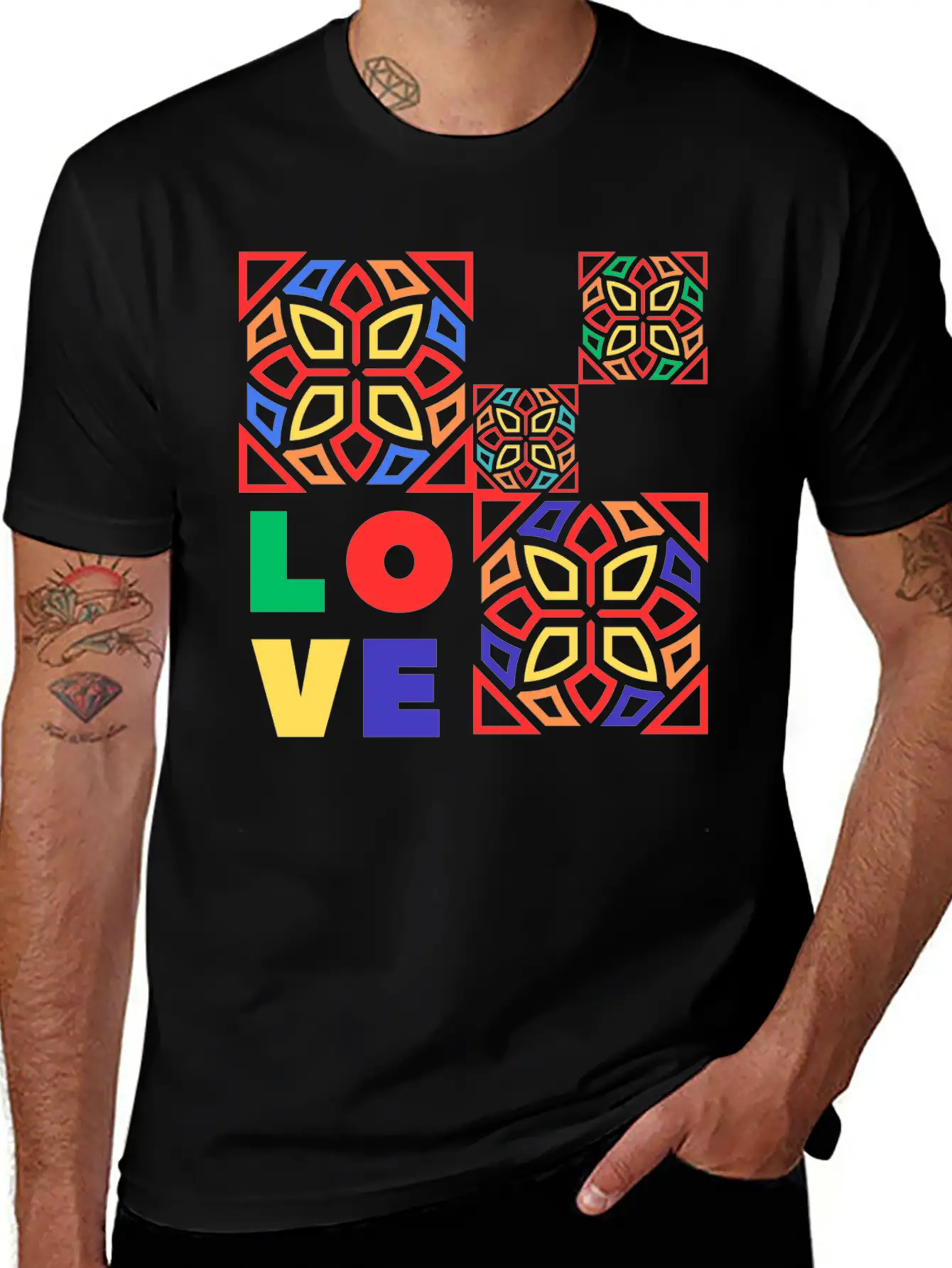 Love Mosaic Breathable Soft Cotton T-Shirt – Timeless Casual Look