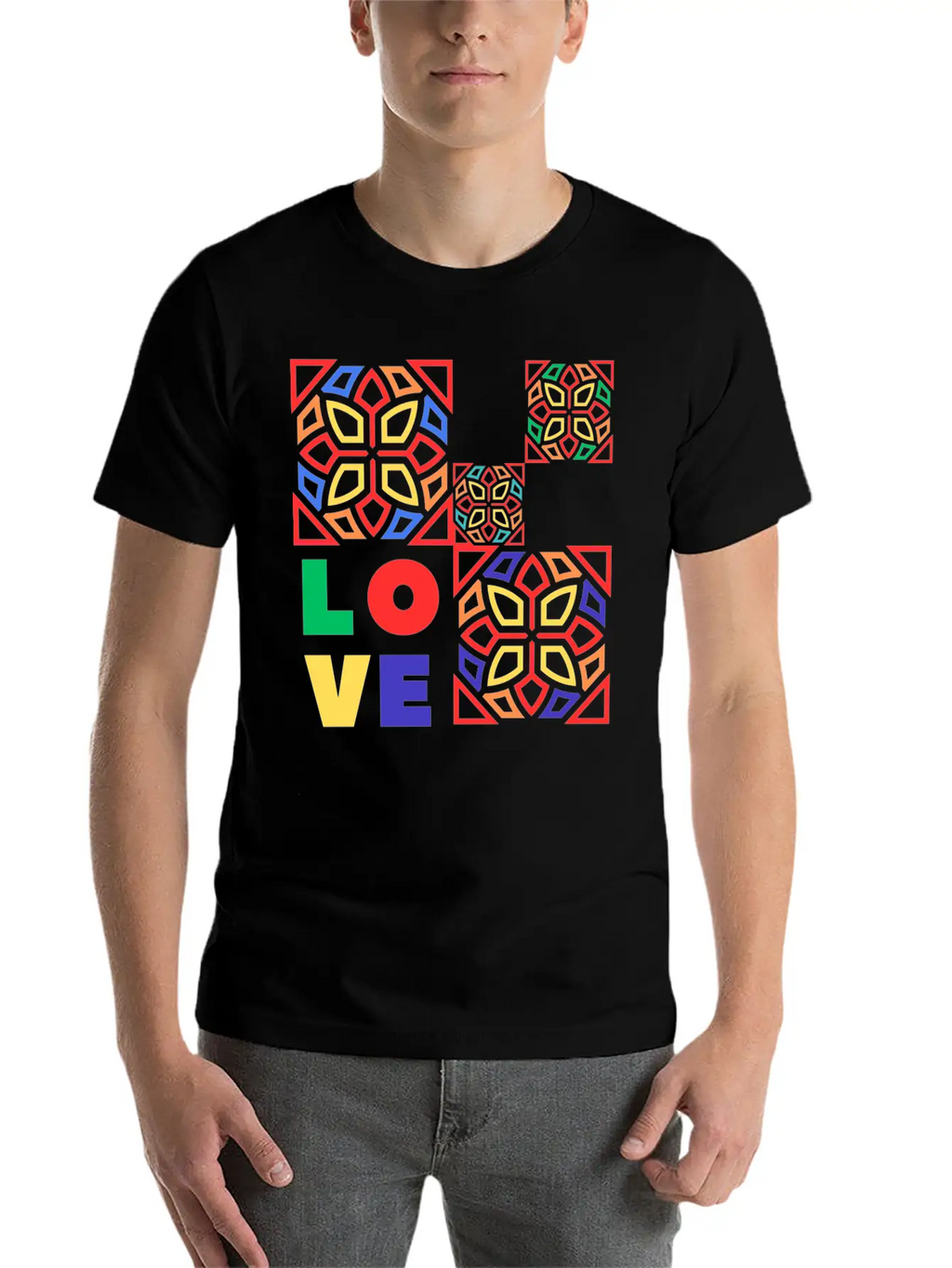 Love Mosaic Breathable Soft Cotton T-Shirt – Timeless Casual Look