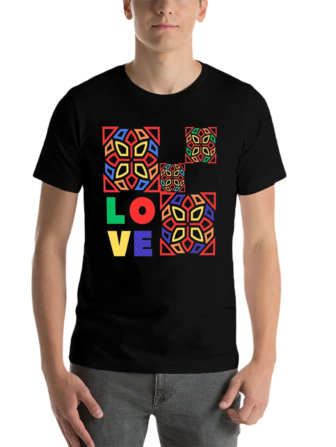 Love Mosaic Breathable Soft Cotton T-Shirt – Timeless Casual Look