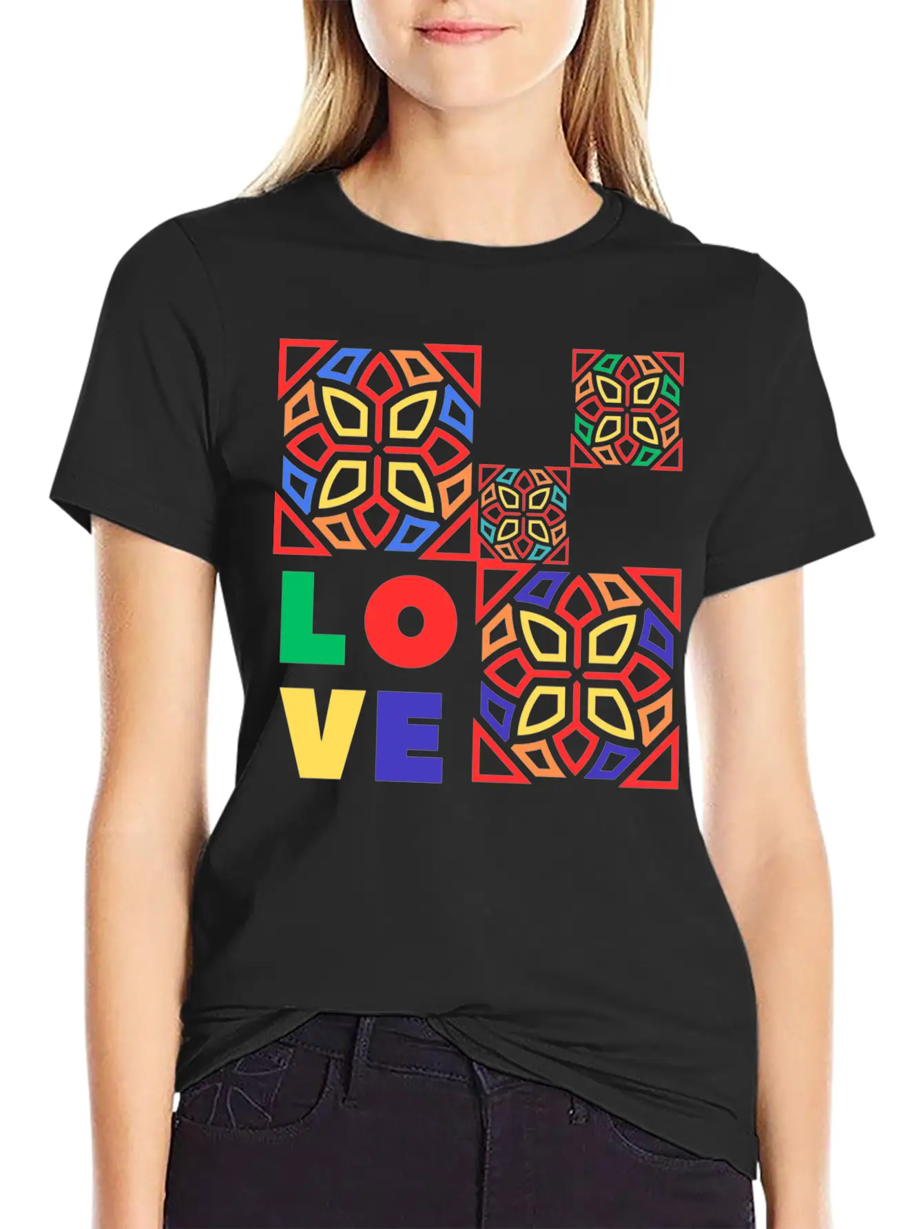 Love Mosaic Breathable Soft Cotton T-Shirt – Timeless Casual Look