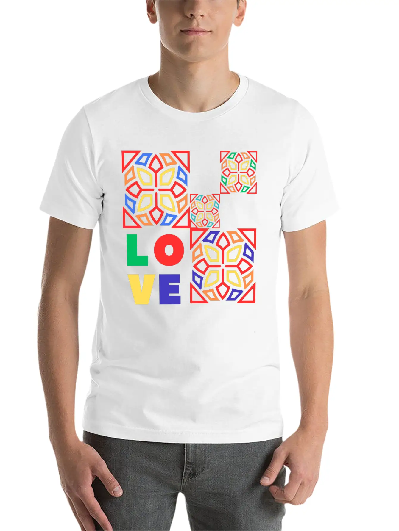 Love Mosaic Breathable Soft Cotton T-Shirt – Timeless Casual Look