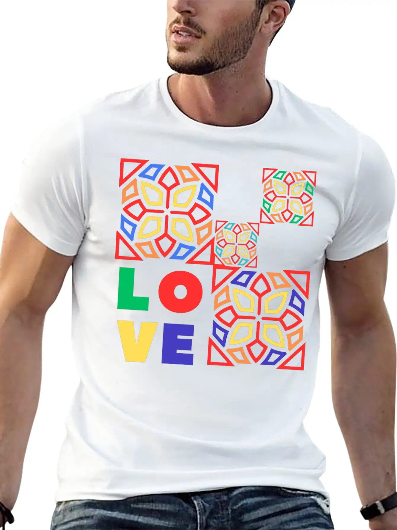 Love Mosaic Breathable Soft Cotton T-Shirt – Timeless Casual Look