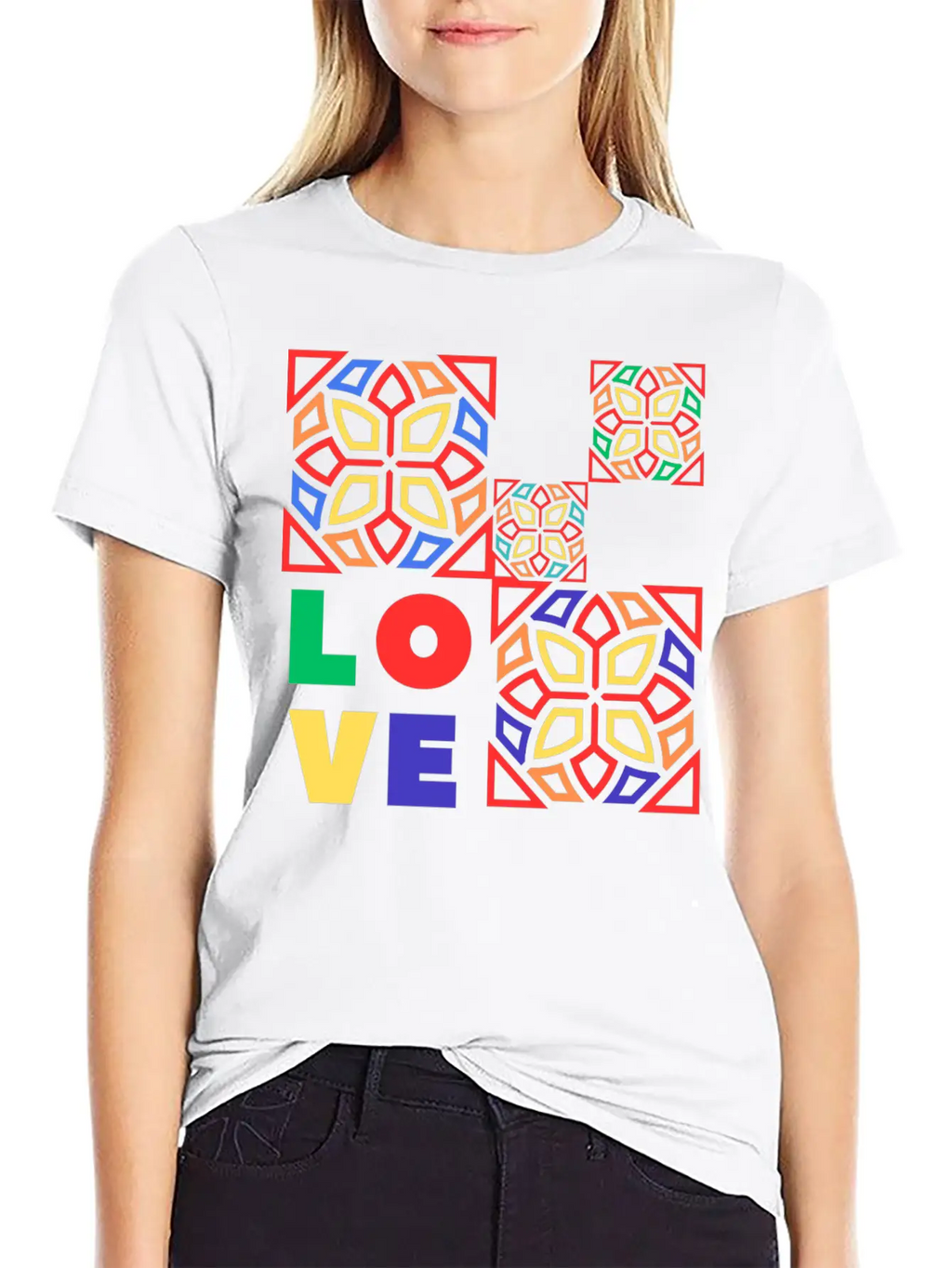 Love Mosaic Breathable Soft Cotton T-Shirt – Timeless Casual Look